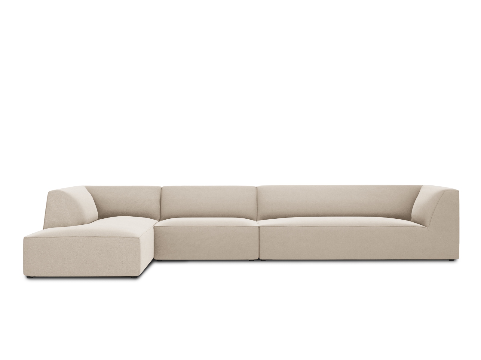 Velvet Modular Left Corner Sofa, "Ruby", 5 Seats, 366x180x69