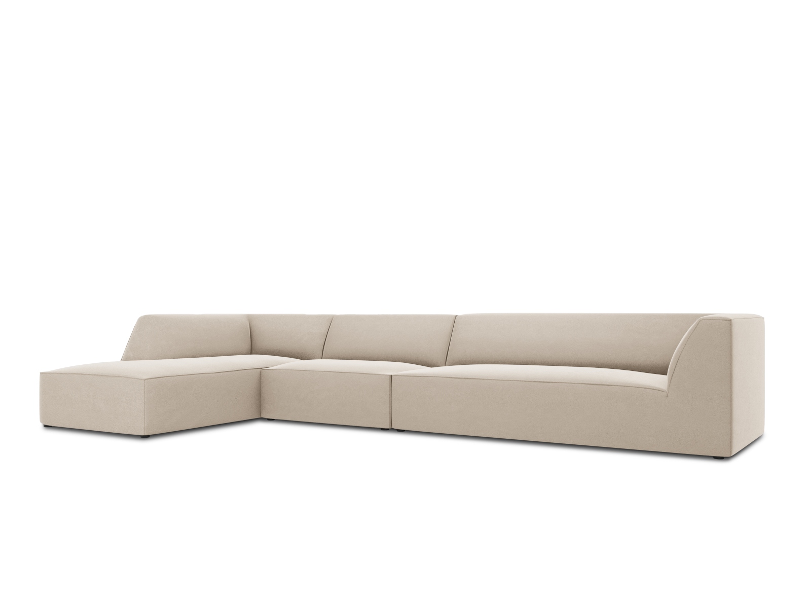 Velvet Modular Left Corner Sofa, "Ruby", 5 Seats, 366x180x69