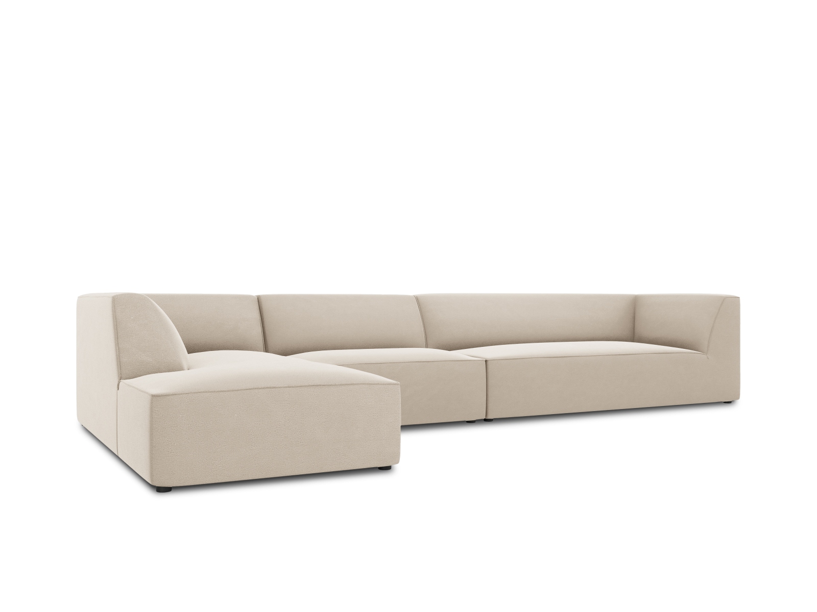 Velvet Modular Left Corner Sofa, "Ruby", 5 Seats, 366x180x69