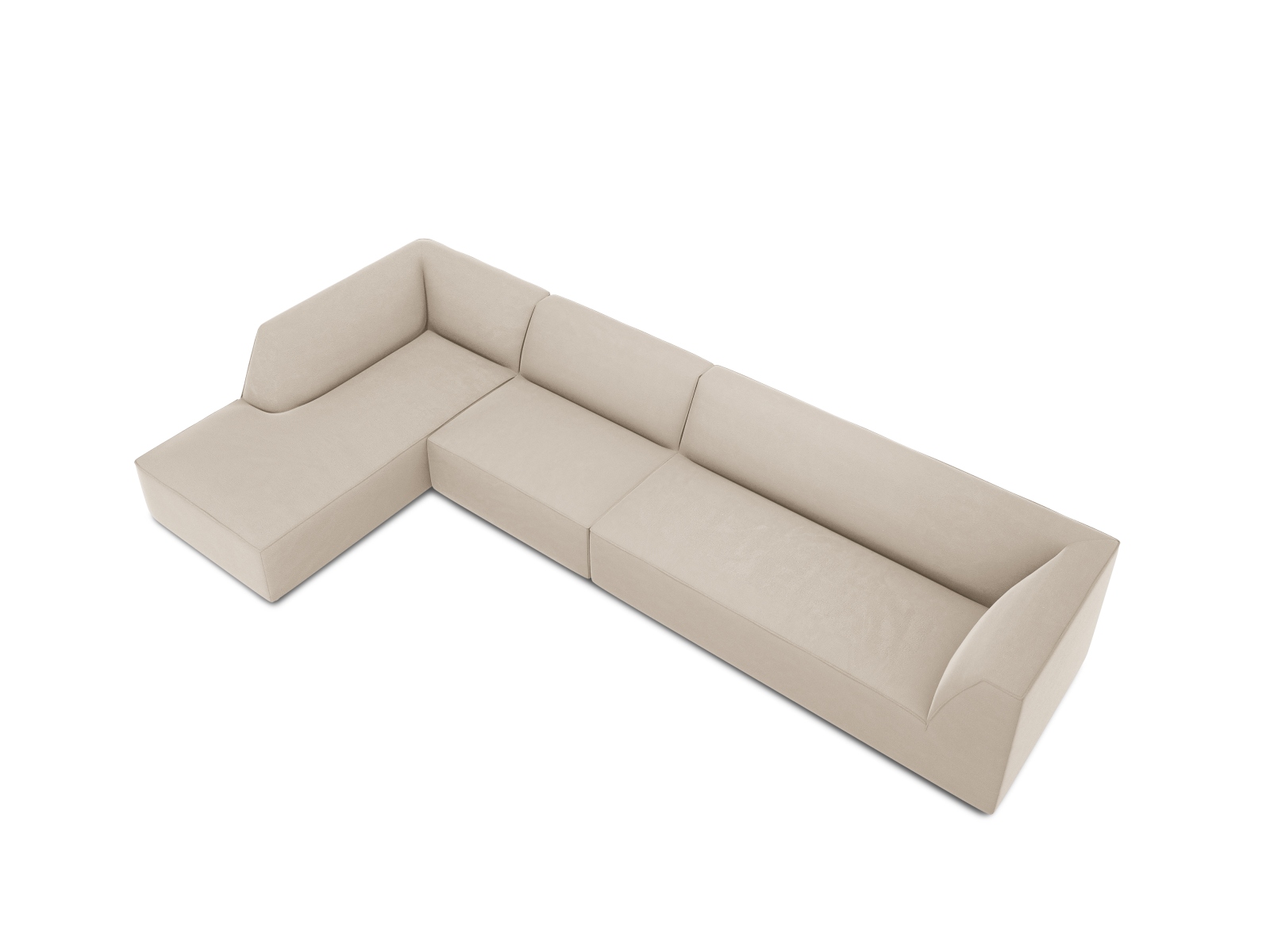 Velvet Modular Left Corner Sofa, "Ruby", 5 Seats, 366x180x69