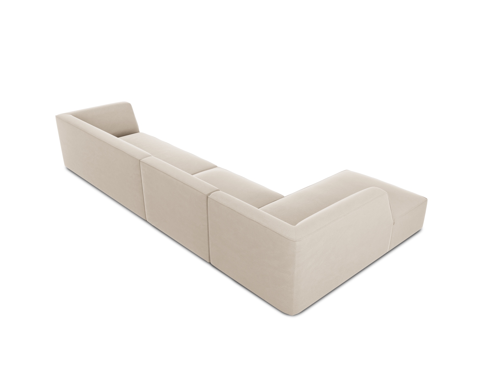 Velvet Modular Left Corner Sofa, "Ruby", 5 Seats, 366x180x69