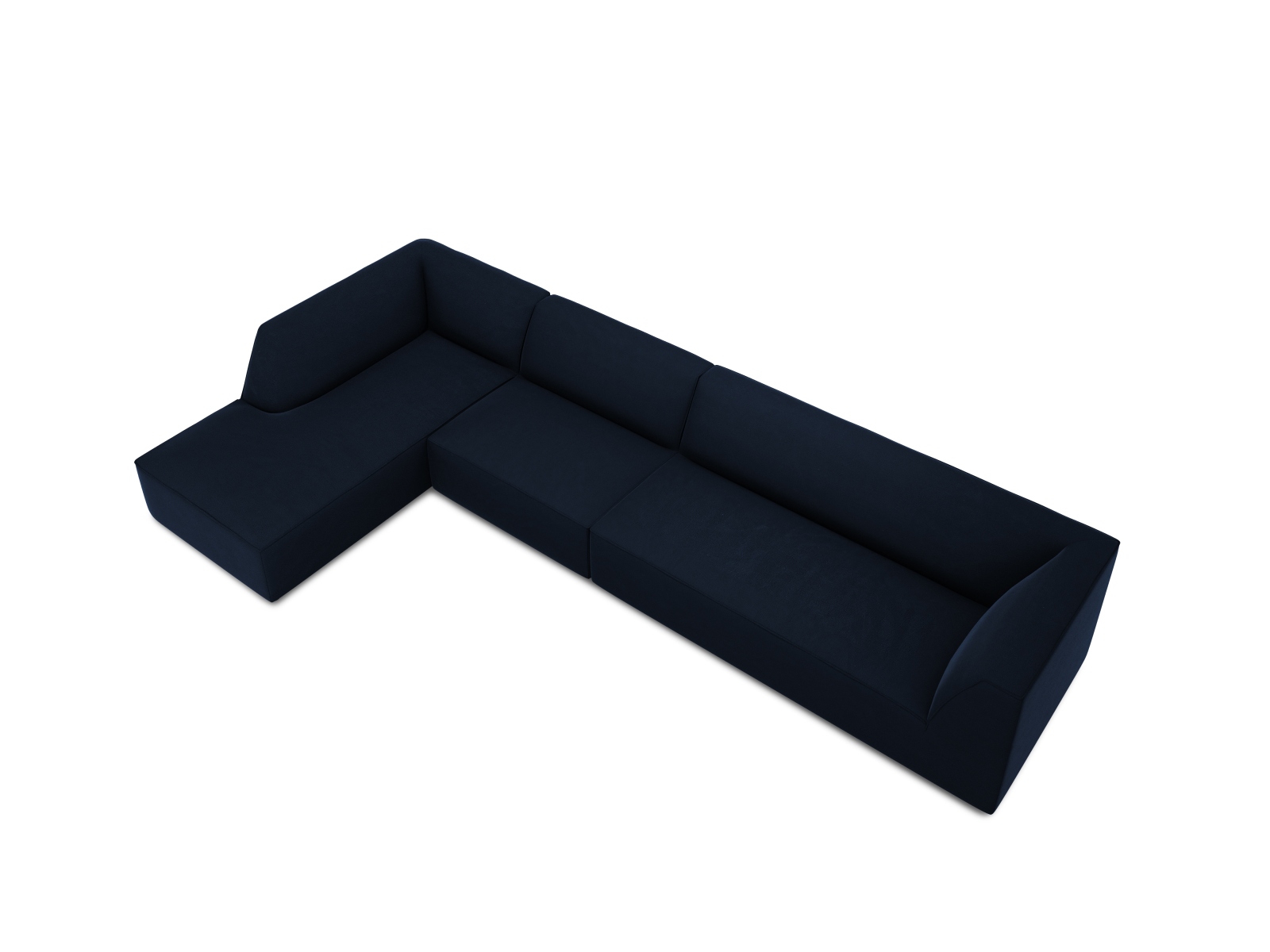 Velvet Modular Left Corner Sofa, "Ruby", 5 Seats, 366x180x69