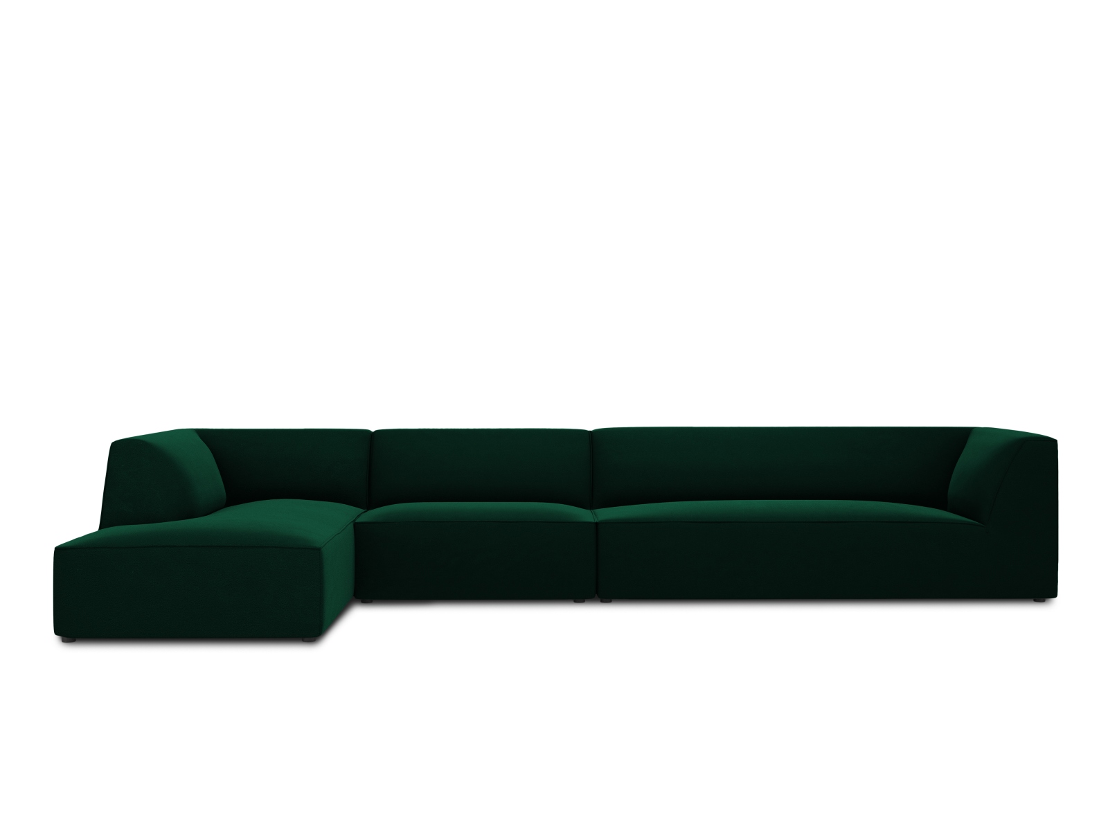 Velvet Modular Left Corner Sofa, "Ruby", 5 Seats, 366x180x69