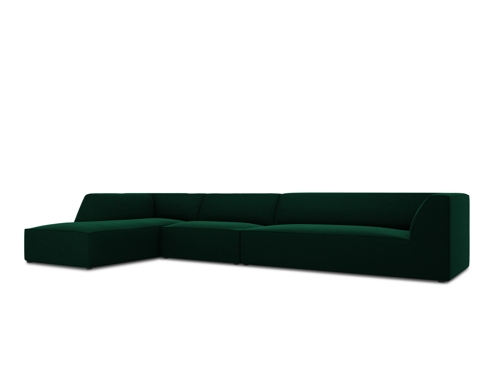 Velvet Modular Left Corner Sofa, "Ruby", 5 Seats, 366x180x69