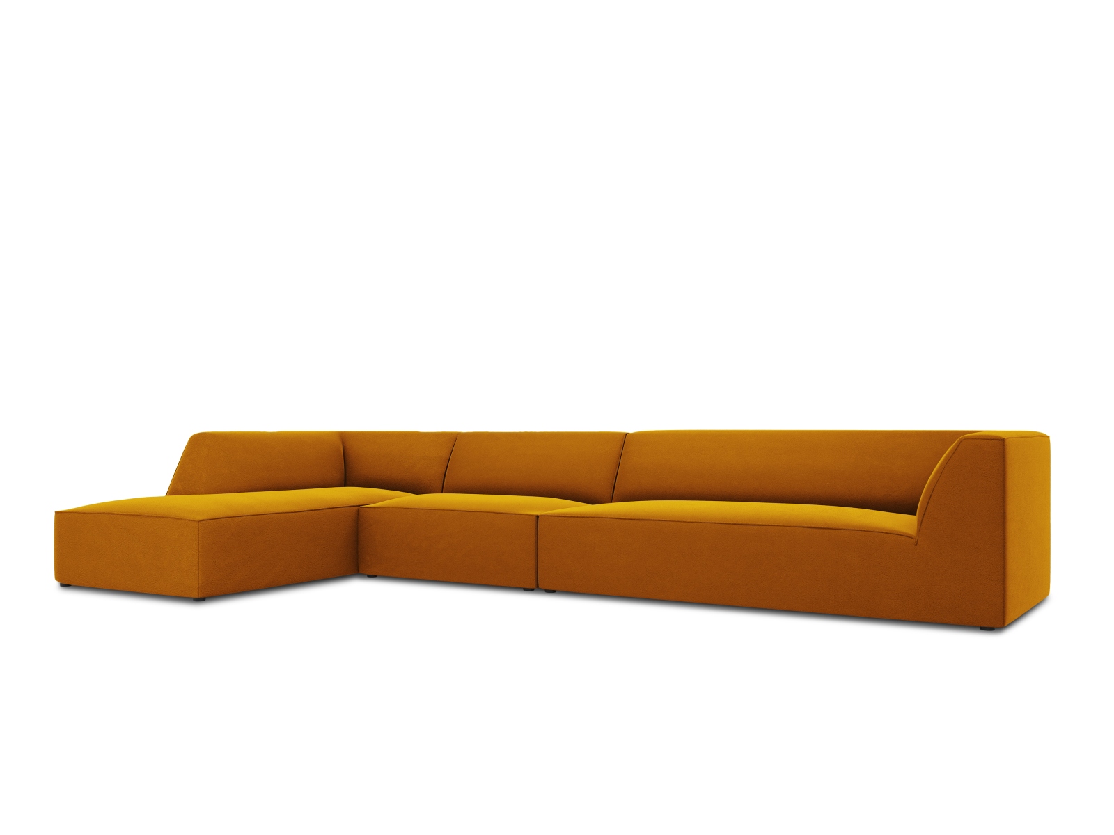 Velvet Modular Left Corner Sofa, "Ruby", 5 Seats, 366x180x69