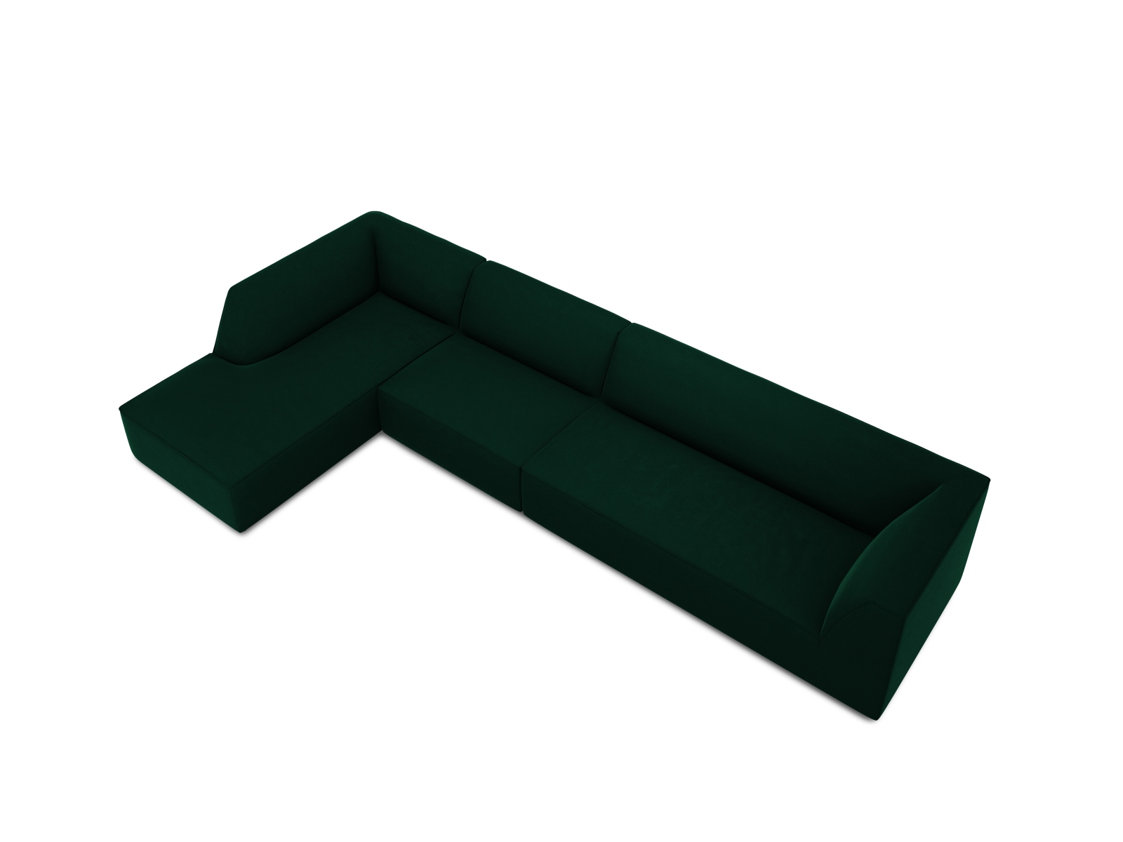 Velvet Modular Left Corner Sofa, "Ruby", 5 Seats, 366x180x69