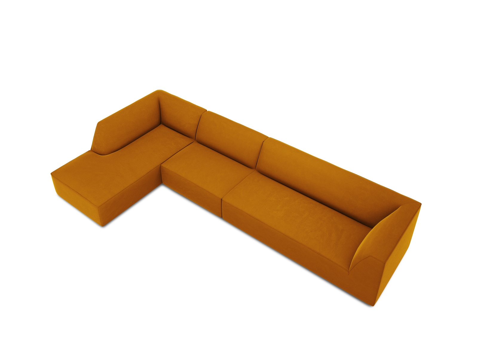 Velvet Modular Left Corner Sofa, "Ruby", 5 Seats, 366x180x69