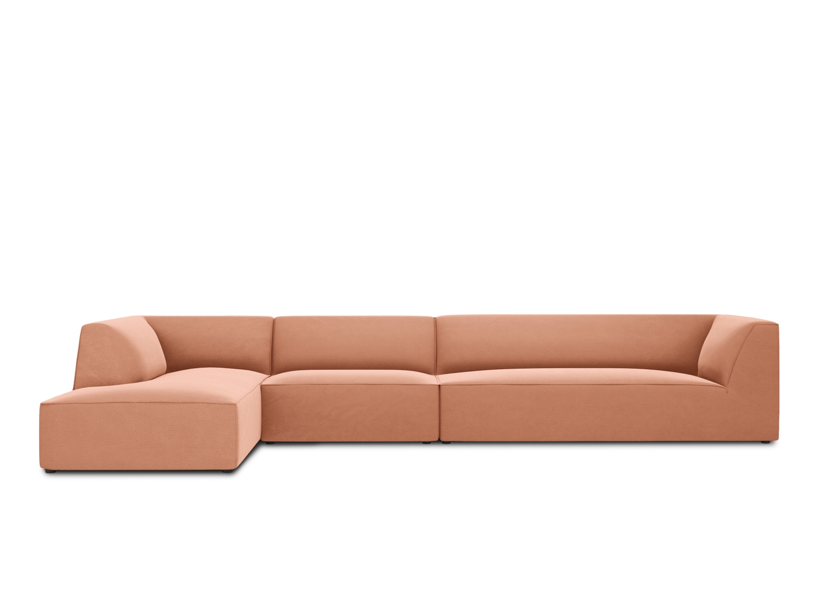 Velvet Modular Left Corner Sofa, "Ruby", 5 Seats, 366x180x69