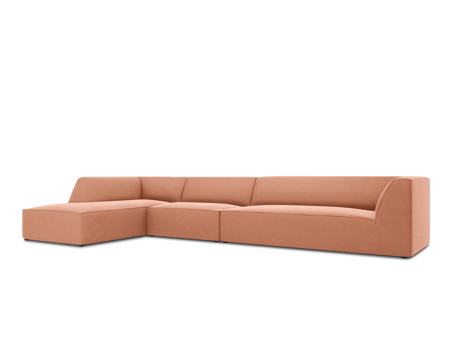 Velvet Modular Left Corner Sofa, "Ruby", 5 Seats, 366x180x69