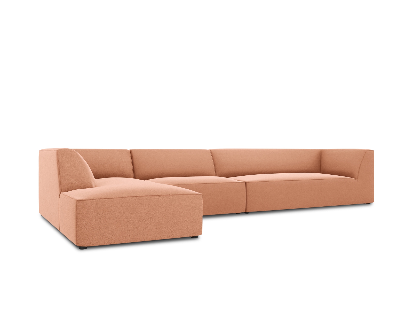 Velvet Modular Left Corner Sofa, "Ruby", 5 Seats, 366x180x69