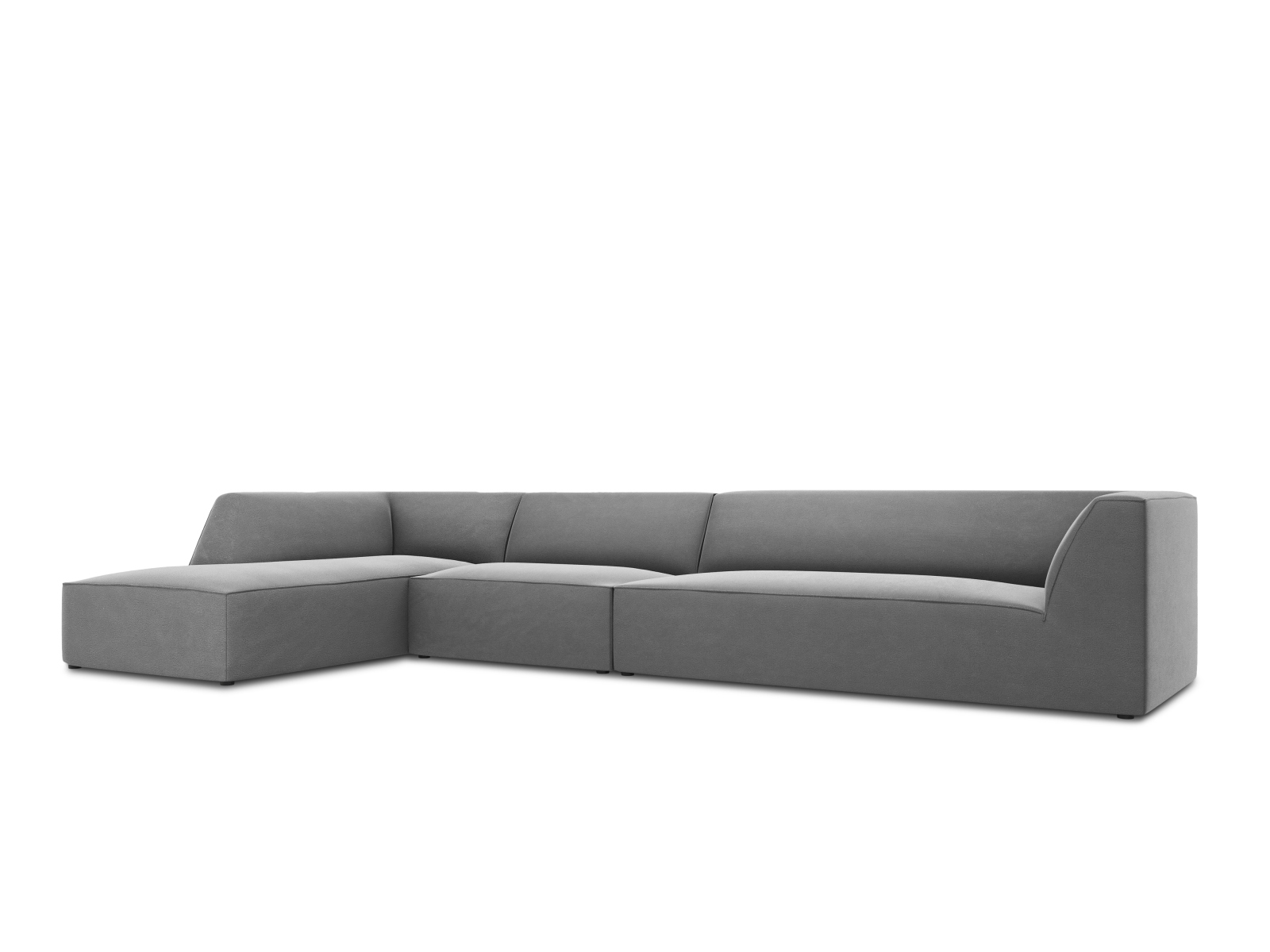 Velvet Modular Left Corner Sofa, "Ruby", 5 Seats, 366x180x69