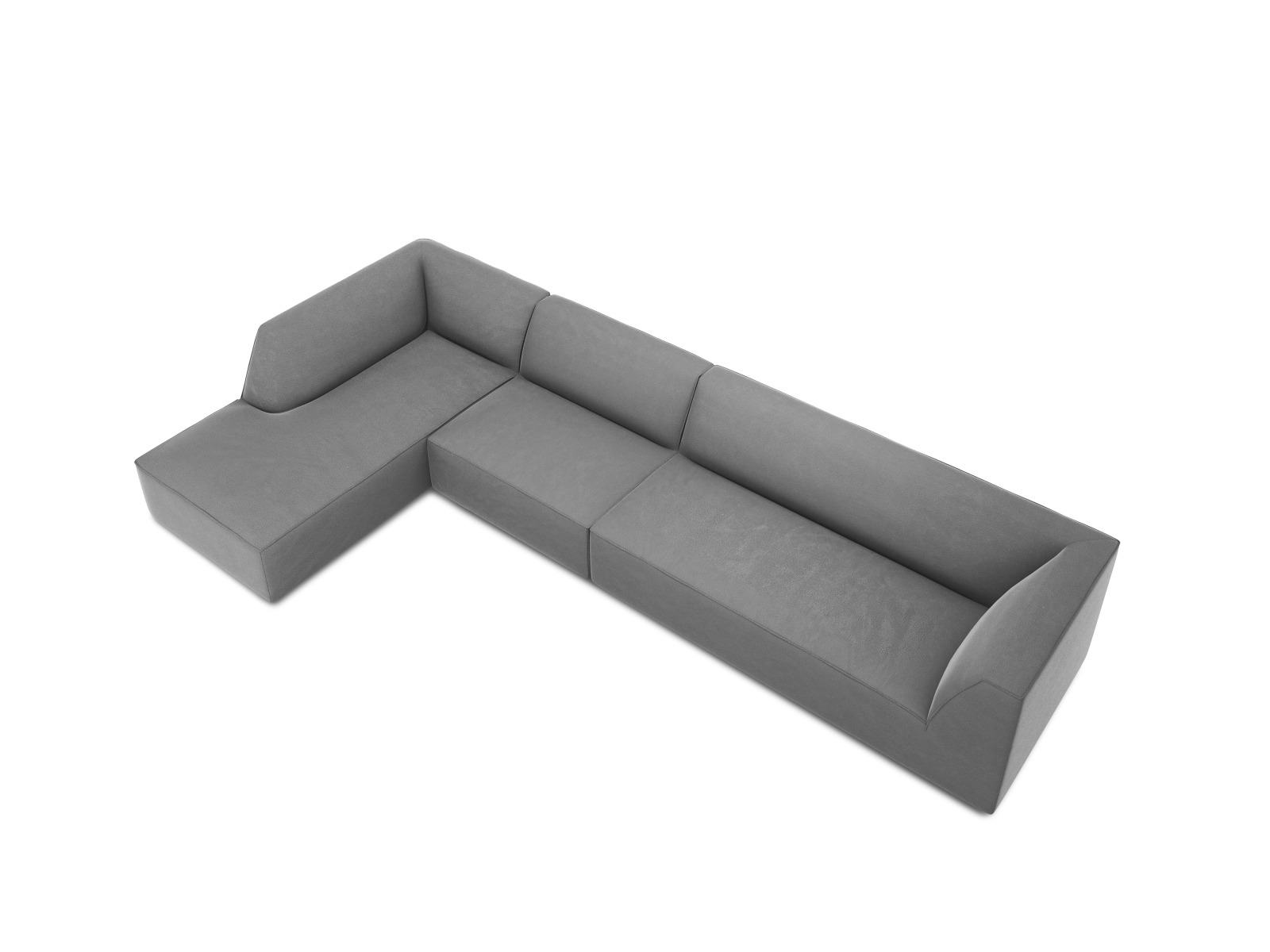 Velvet Modular Left Corner Sofa, "Ruby", 5 Seats, 366x180x69