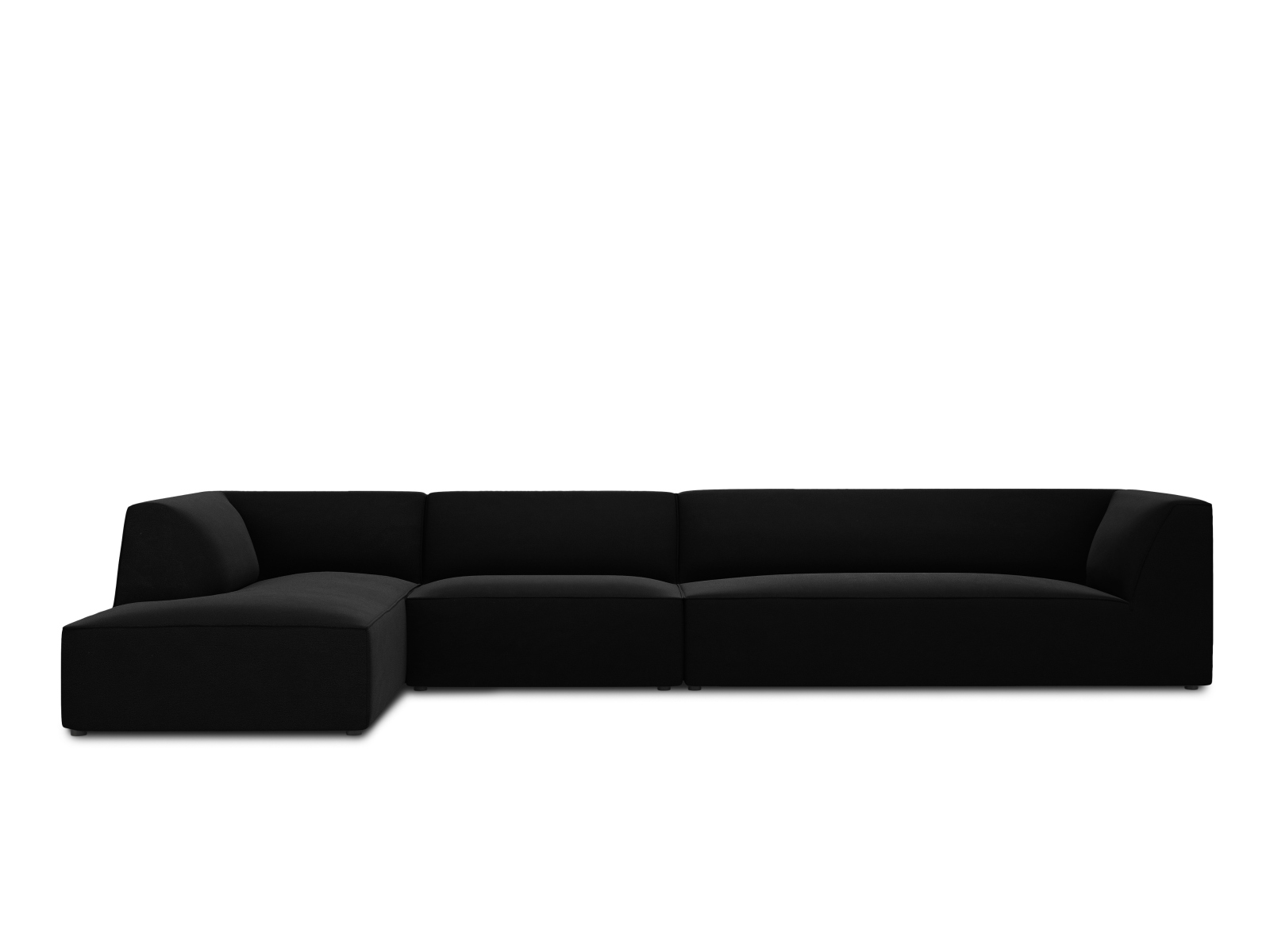 Velvet Modular Left Corner Sofa, "Ruby", 5 Seats, 366x180x69