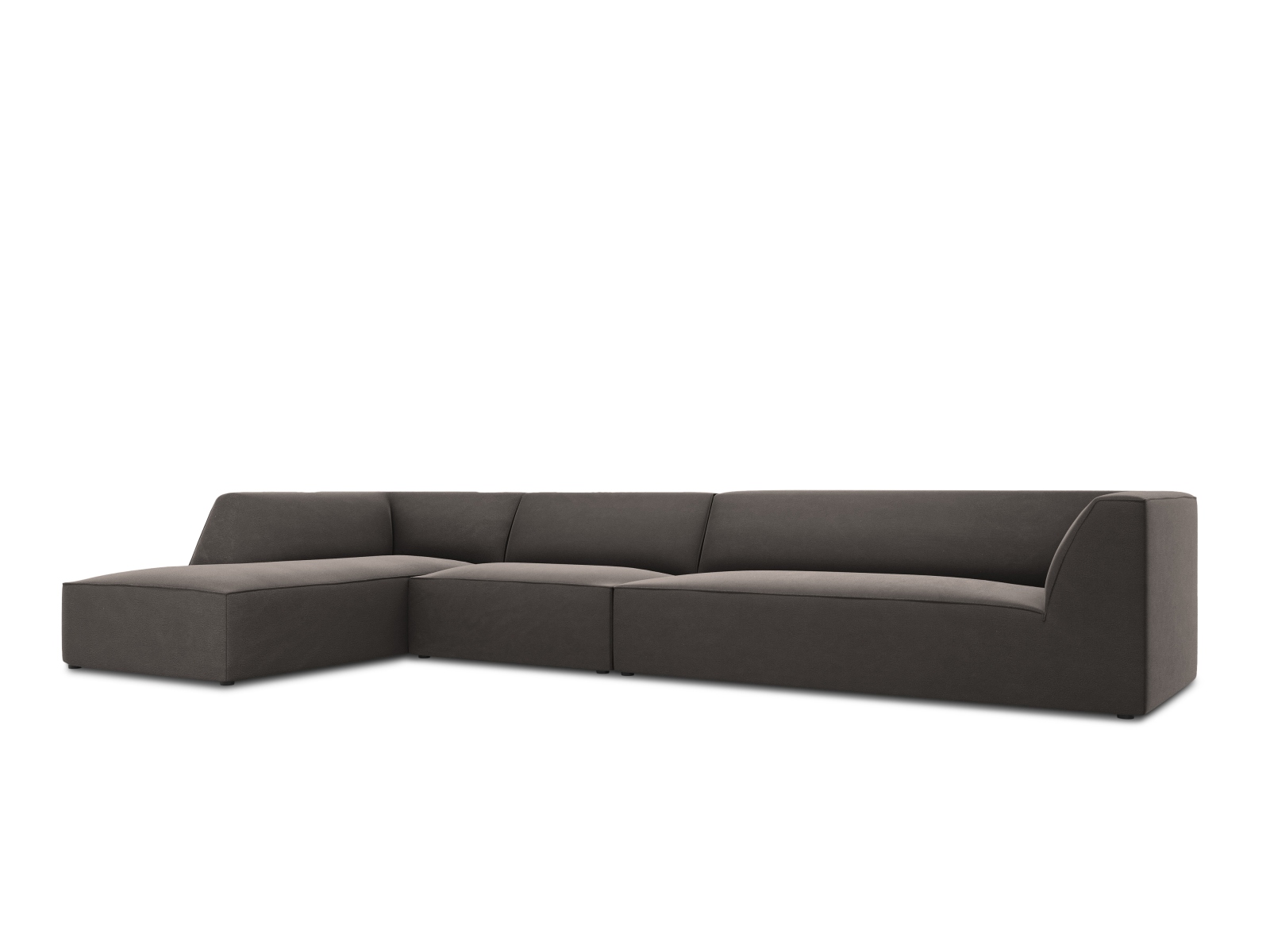 Velvet Modular Left Corner Sofa, "Ruby", 5 Seats, 366x180x69