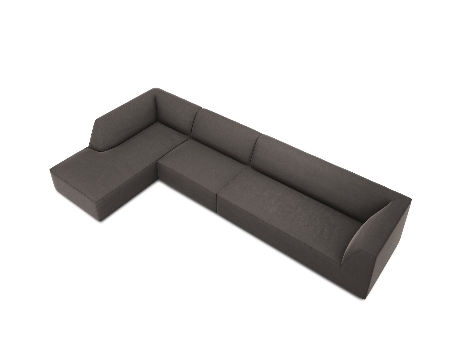 Velvet Modular Left Corner Sofa, "Ruby", 5 Seats, 366x180x69