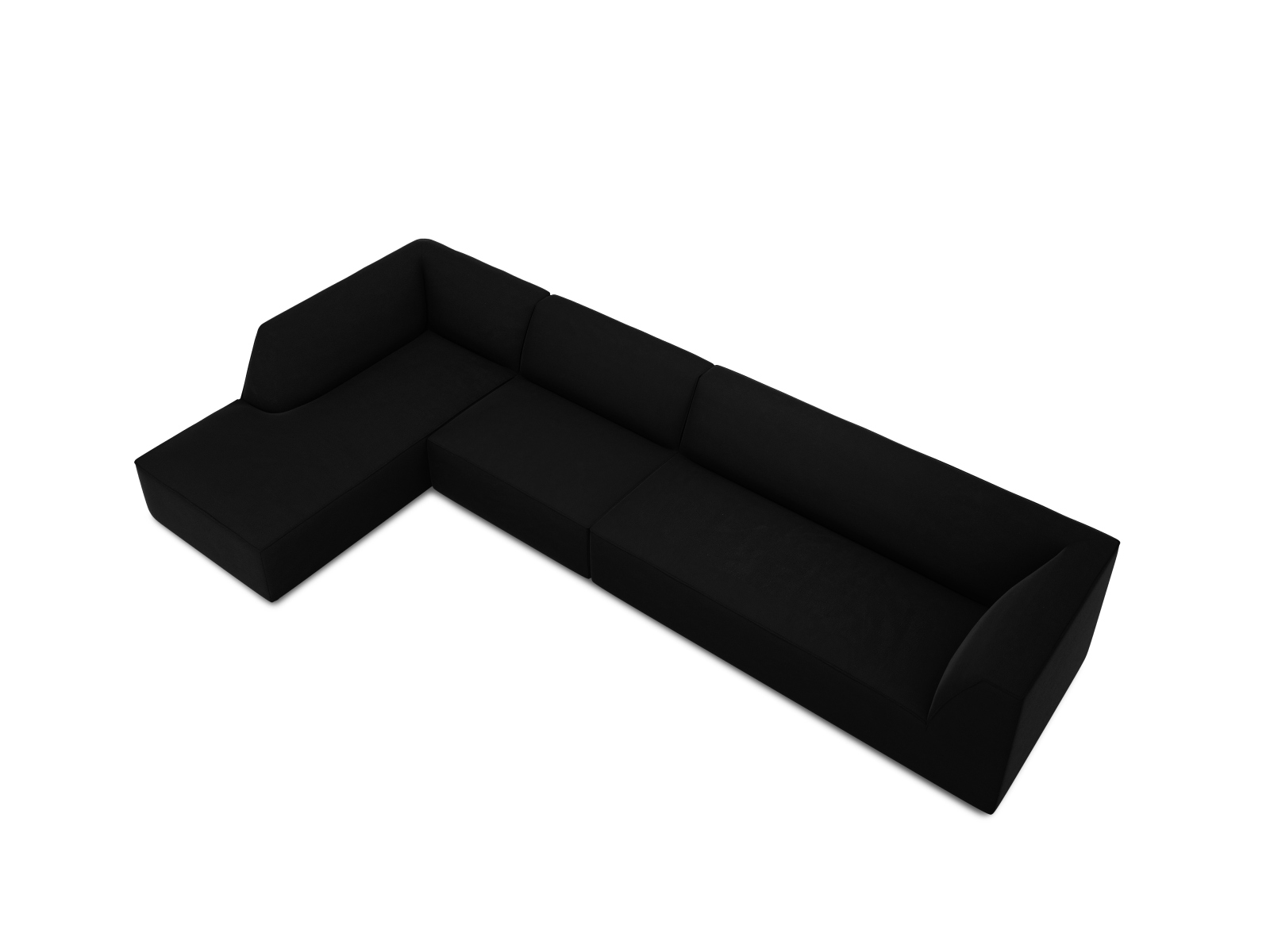 Velvet Modular Left Corner Sofa, "Ruby", 5 Seats, 366x180x69