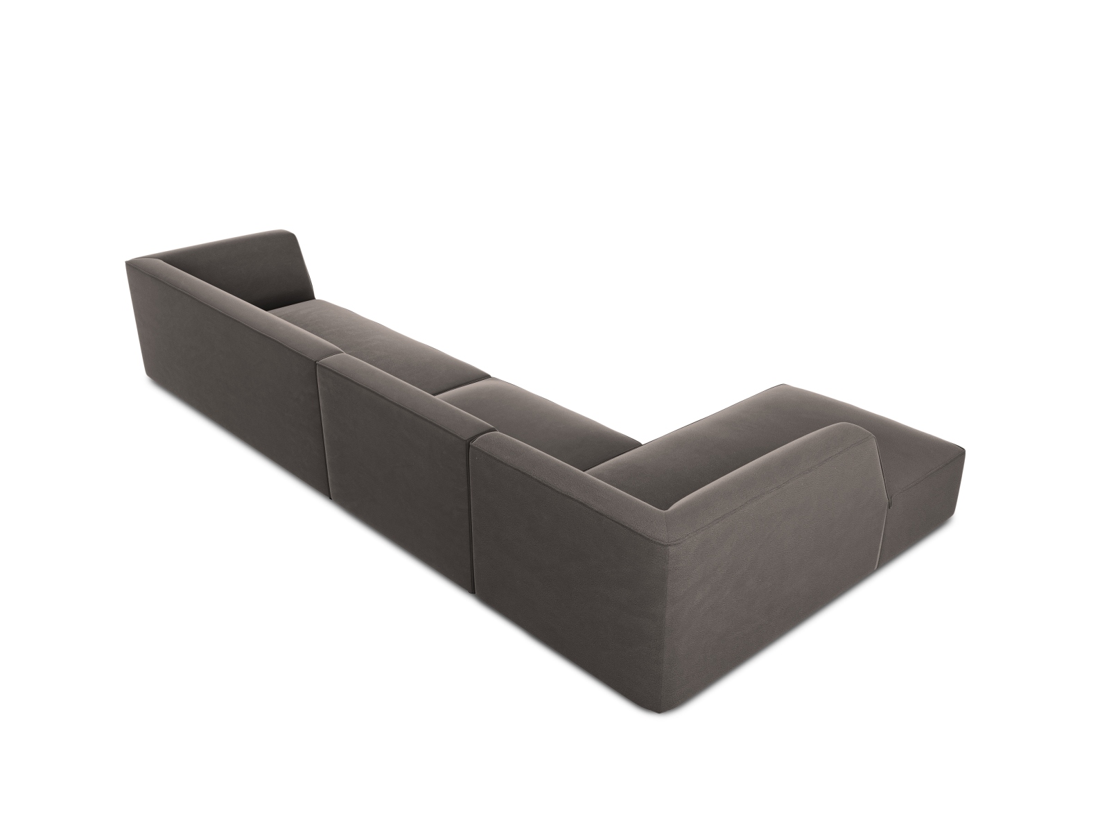 Velvet Modular Left Corner Sofa, "Ruby", 5 Seats, 366x180x69
