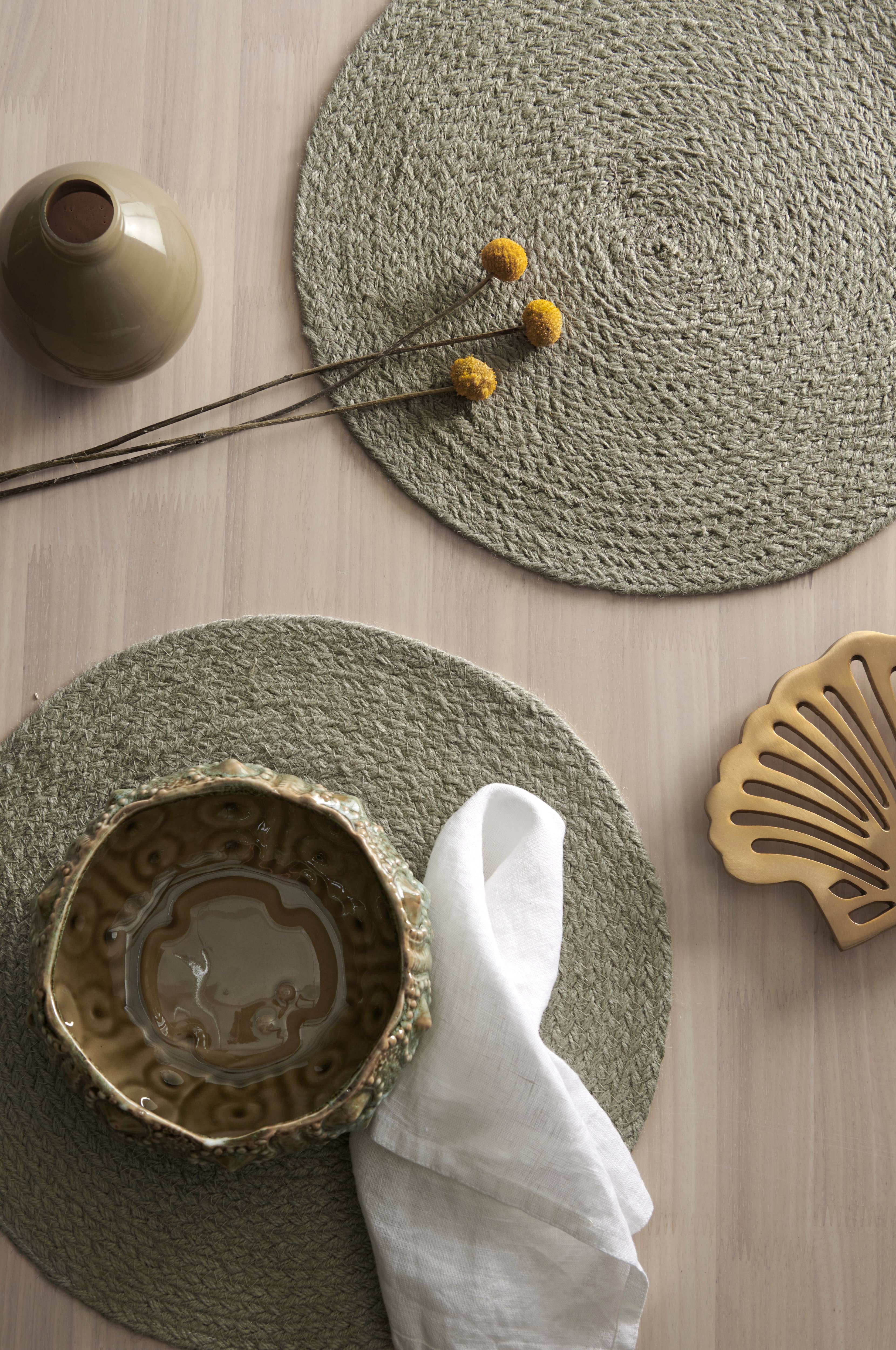 Bordbrikke Ria i jute, 4-pk