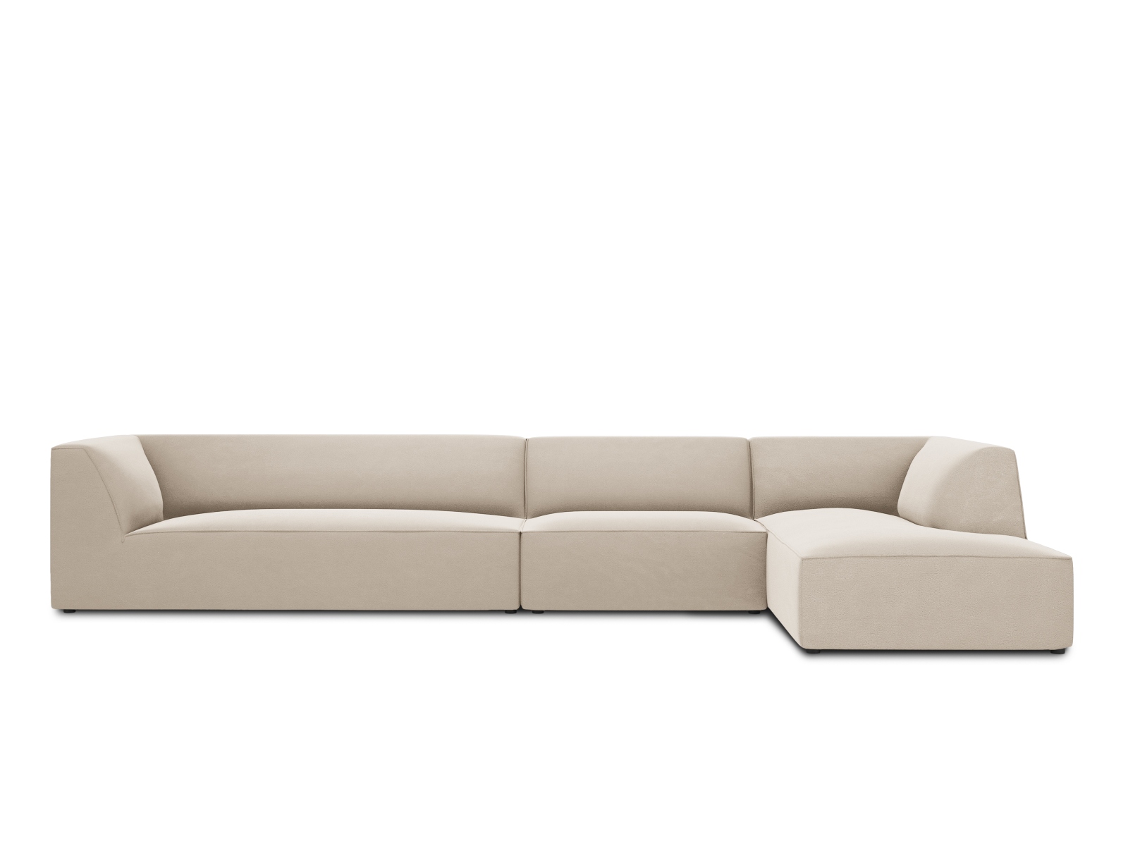 Velvet Modular Right Corner Sofa, "Ruby", 5 Seats, 366x180x69
