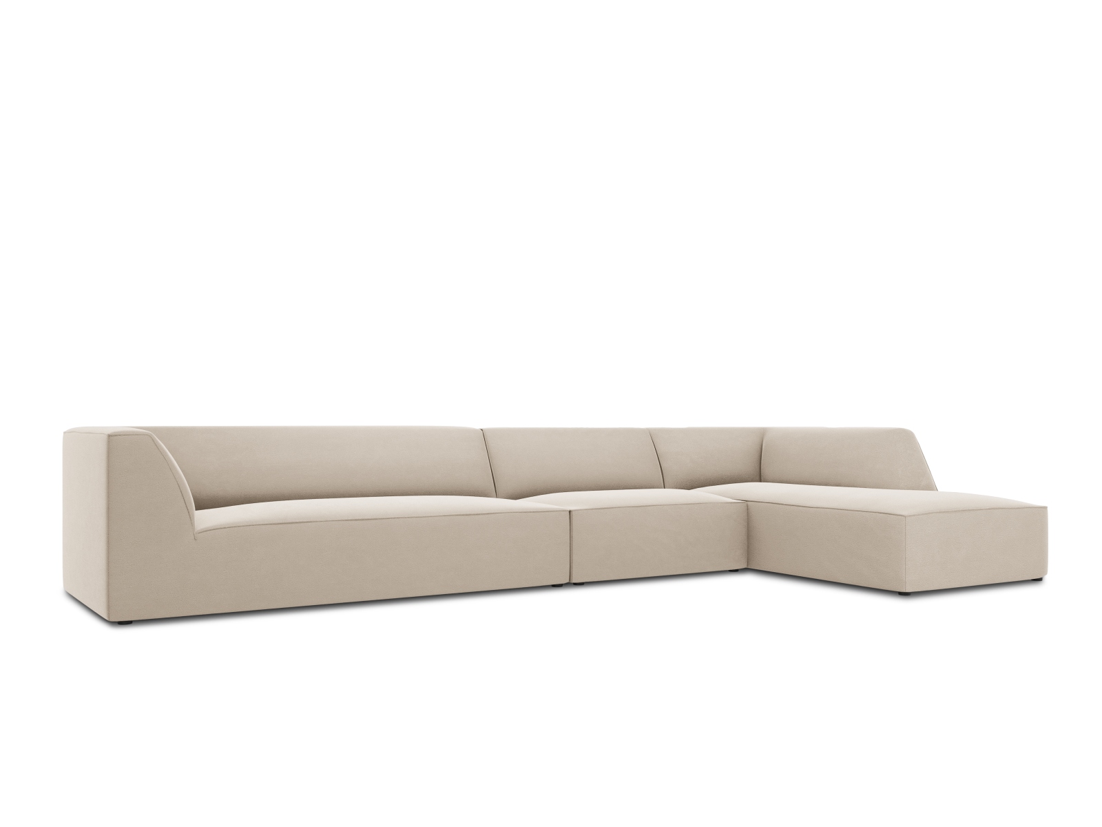 Velvet Modular Right Corner Sofa, "Ruby", 5 Seats, 366x180x69