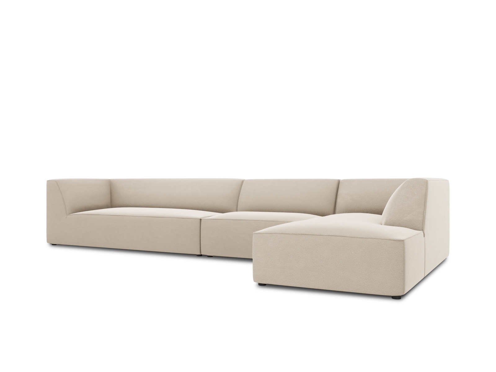 Velvet Modular Right Corner Sofa, "Ruby", 5 Seats, 366x180x69