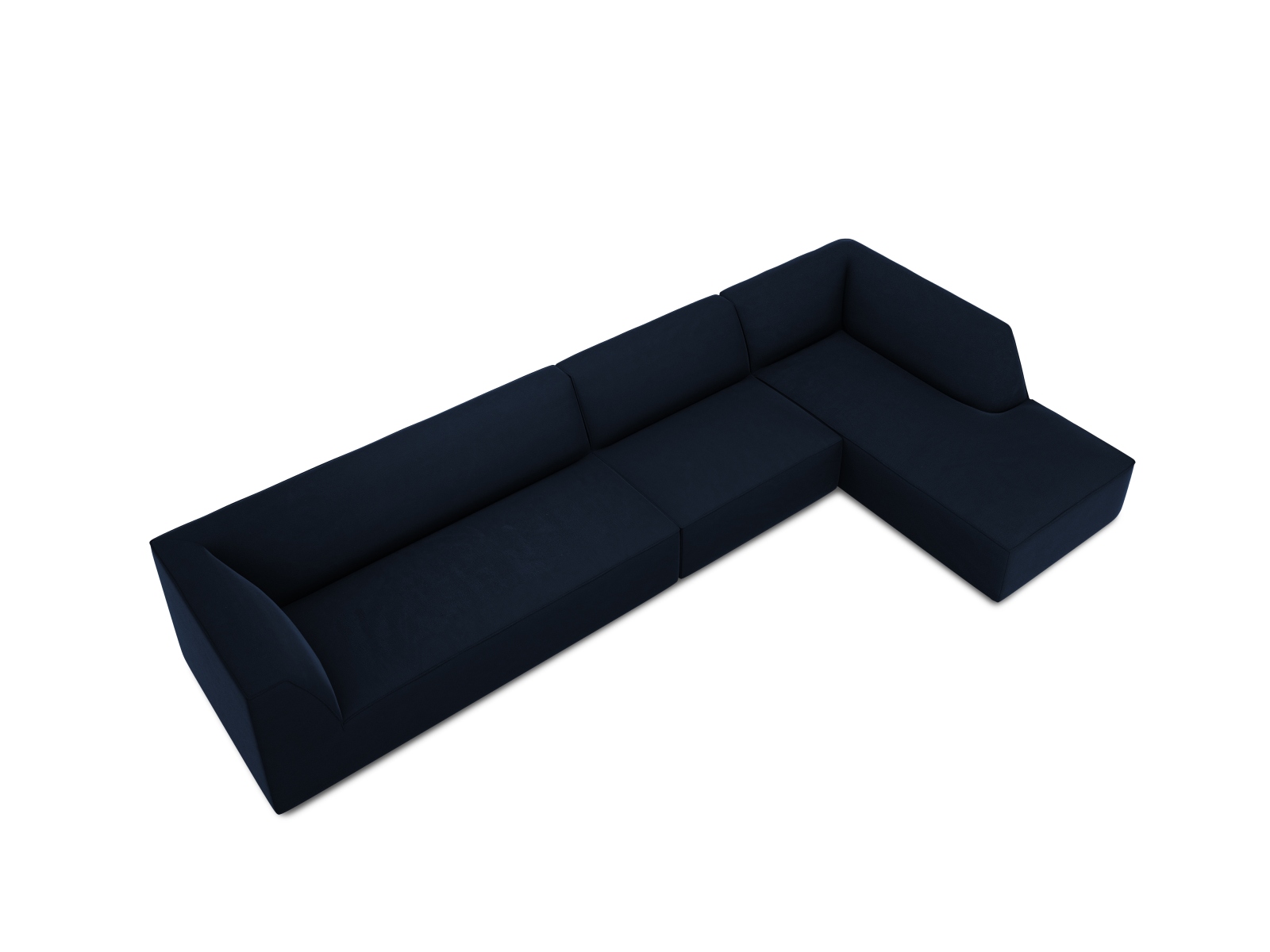 Velvet Modular Right Corner Sofa, "Ruby", 5 Seats, 366x180x69