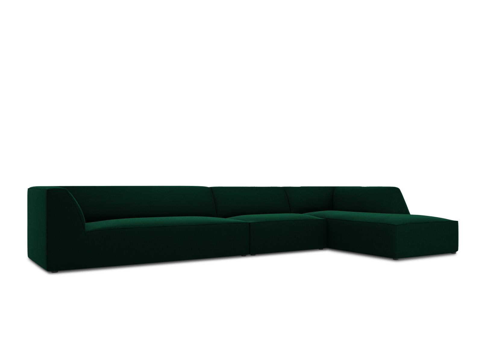 Velvet Modular Right Corner Sofa, "Ruby", 5 Seats, 366x180x69