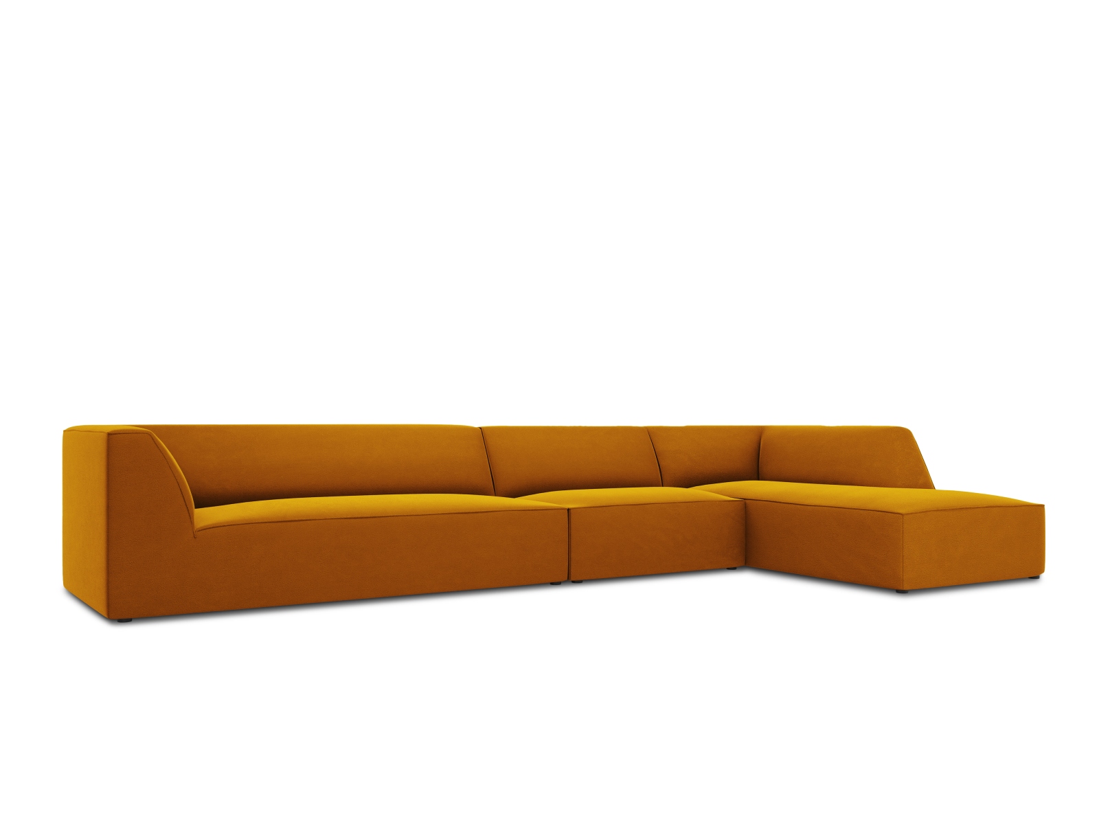 Velvet Modular Right Corner Sofa, "Ruby", 5 Seats, 366x180x69