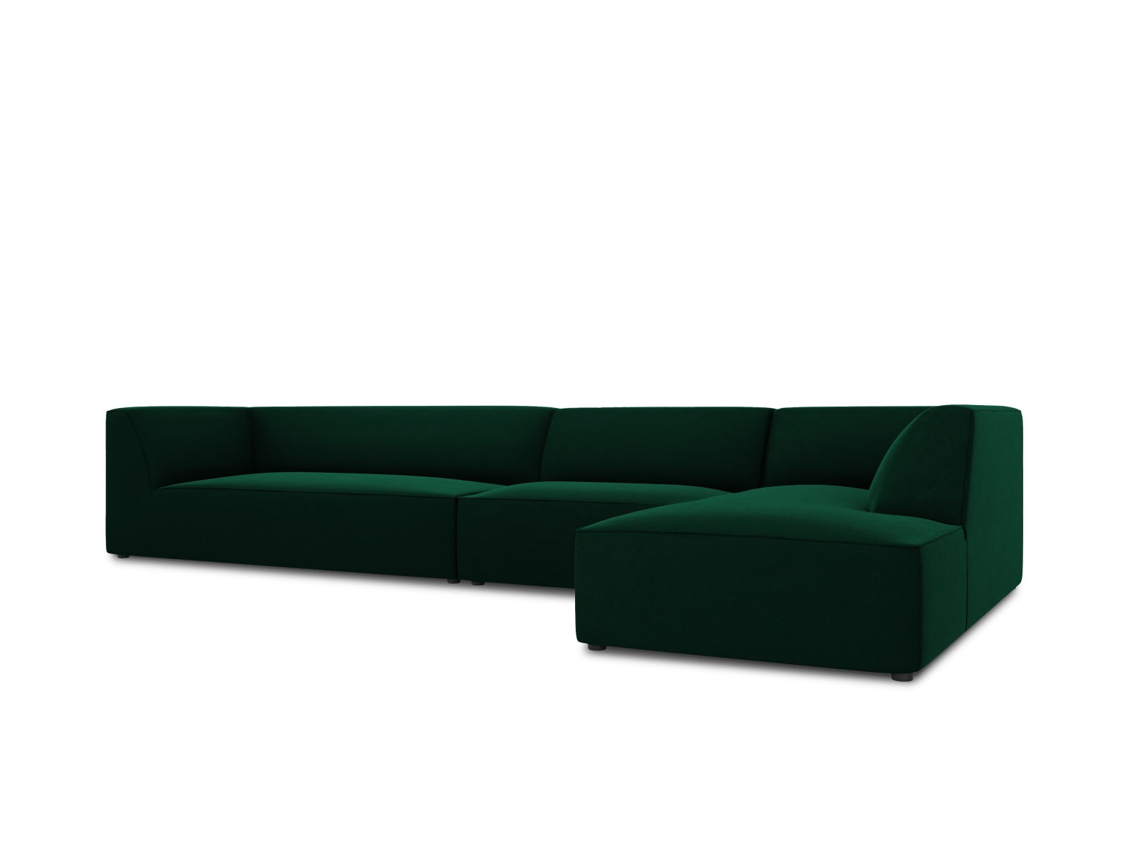 Velvet Modular Right Corner Sofa, "Ruby", 5 Seats, 366x180x69