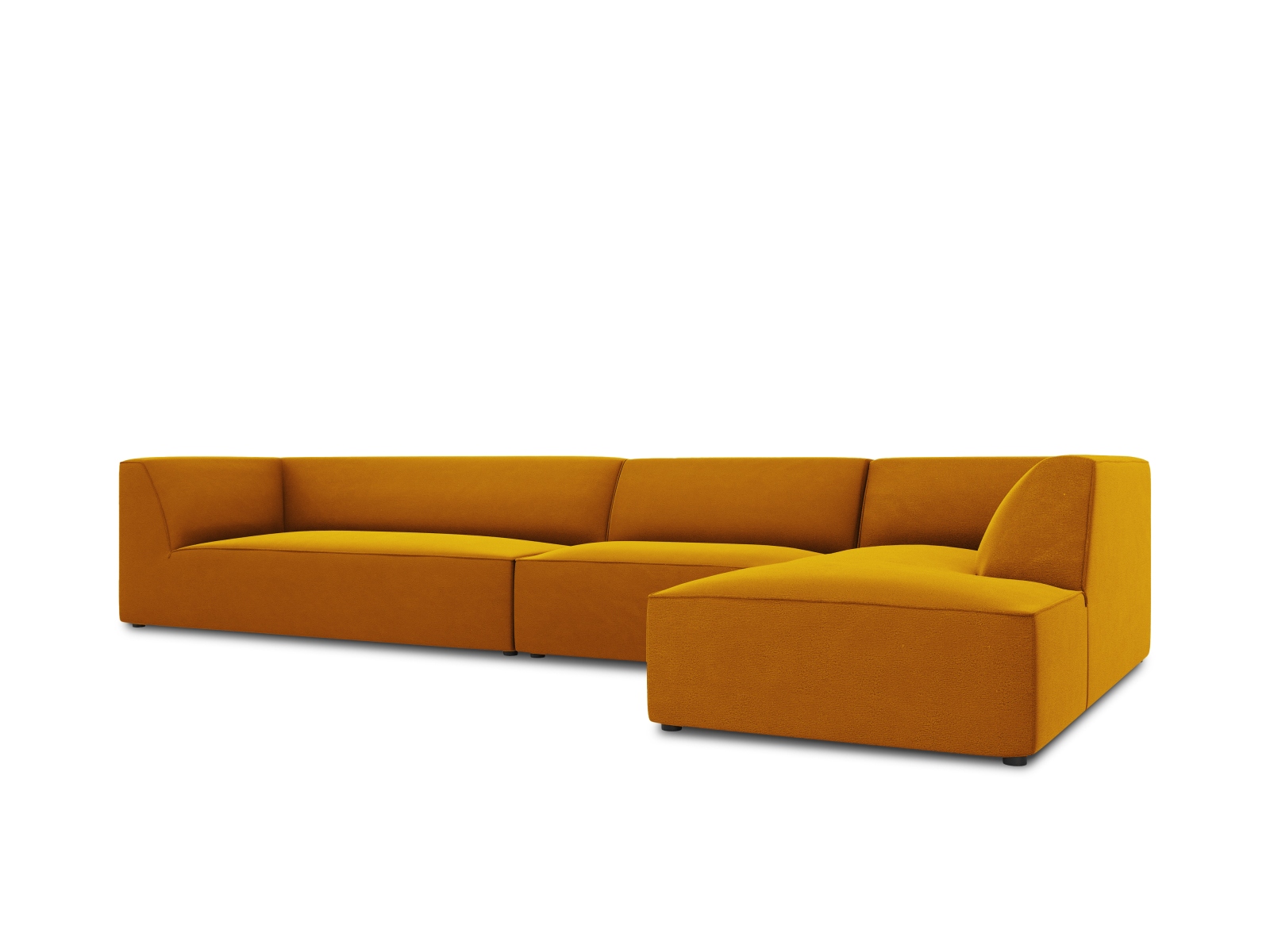 Velvet Modular Right Corner Sofa, "Ruby", 5 Seats, 366x180x69
