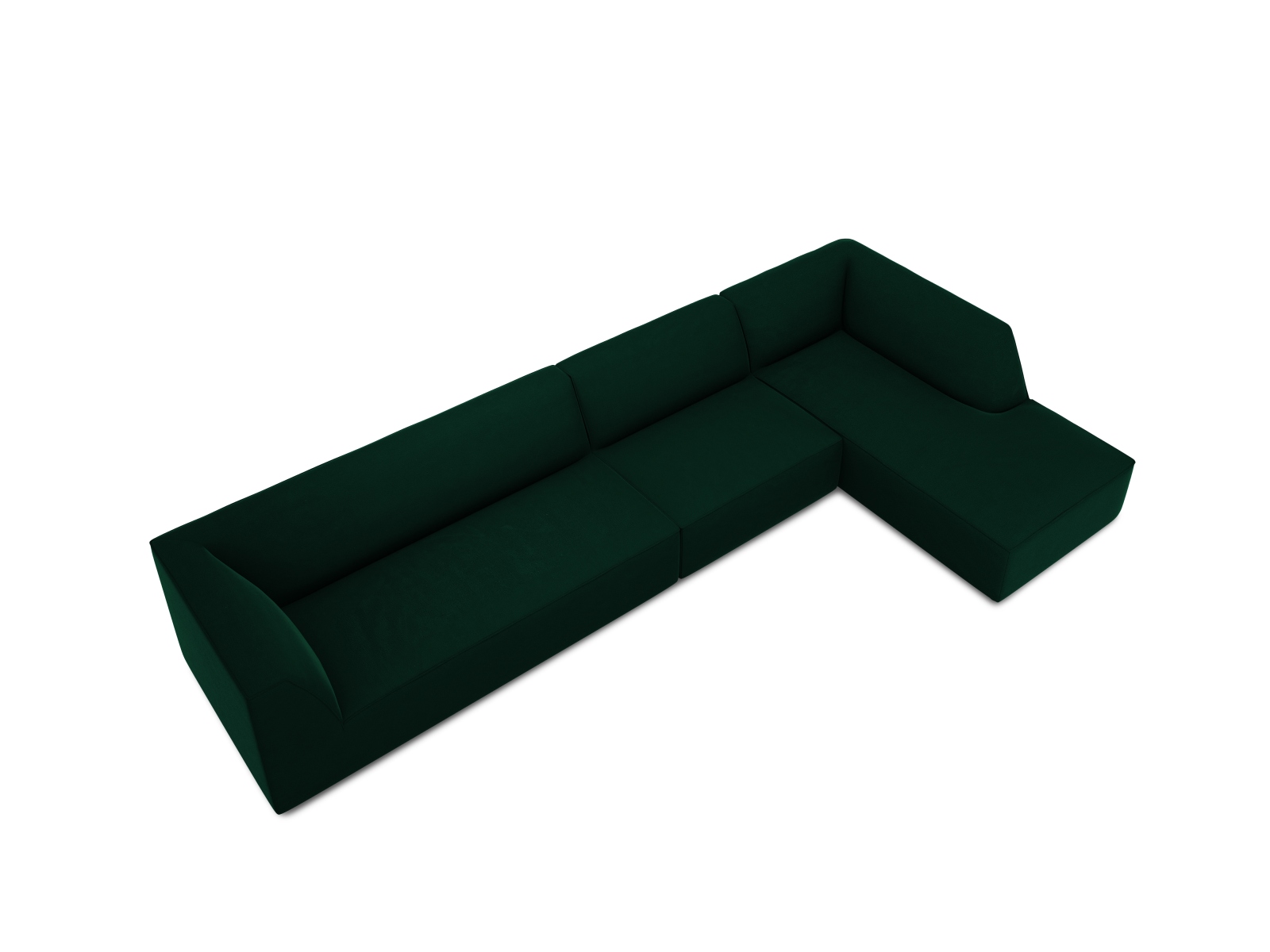 Velvet Modular Right Corner Sofa, "Ruby", 5 Seats, 366x180x69