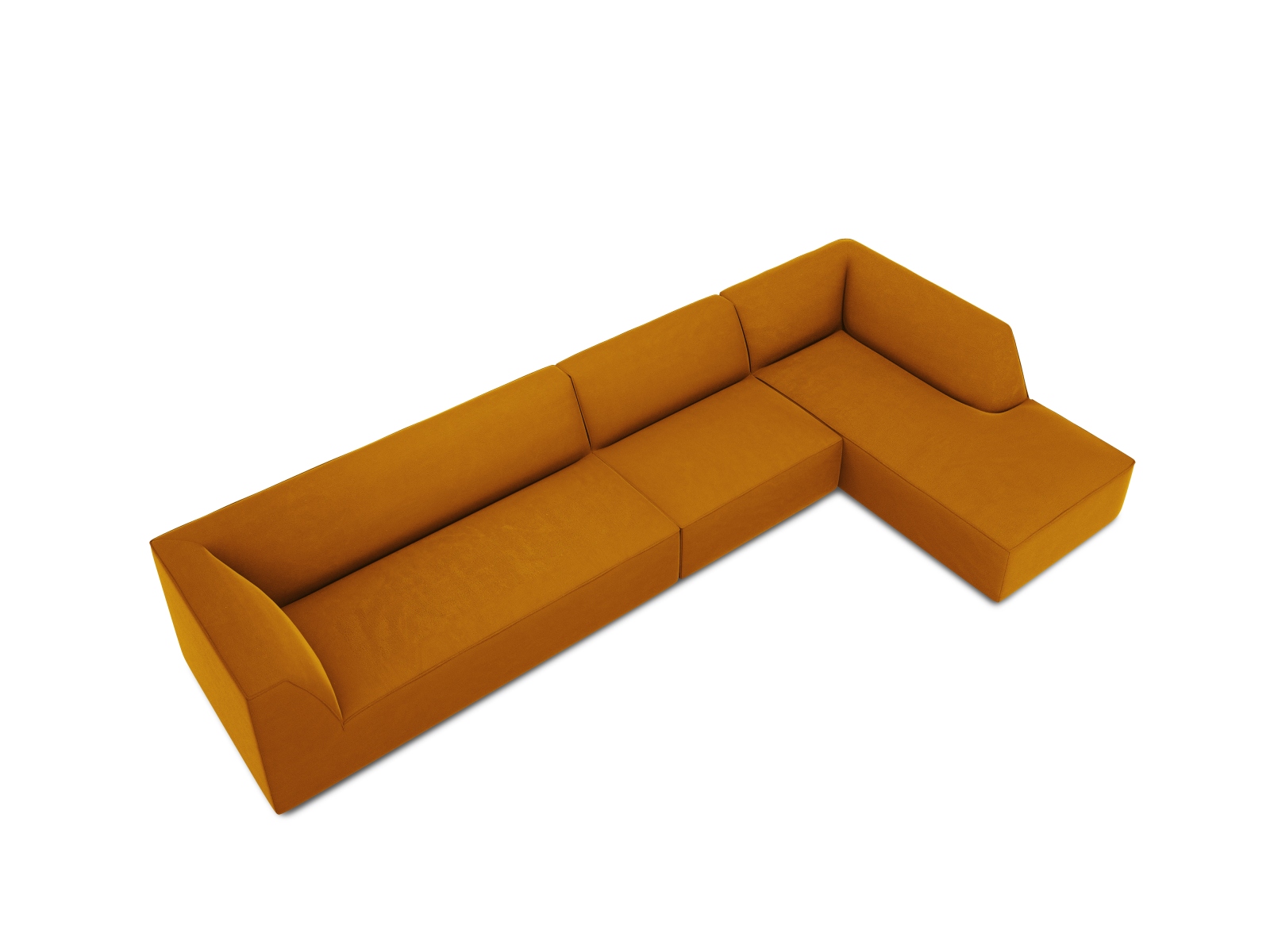Velvet Modular Right Corner Sofa, "Ruby", 5 Seats, 366x180x69