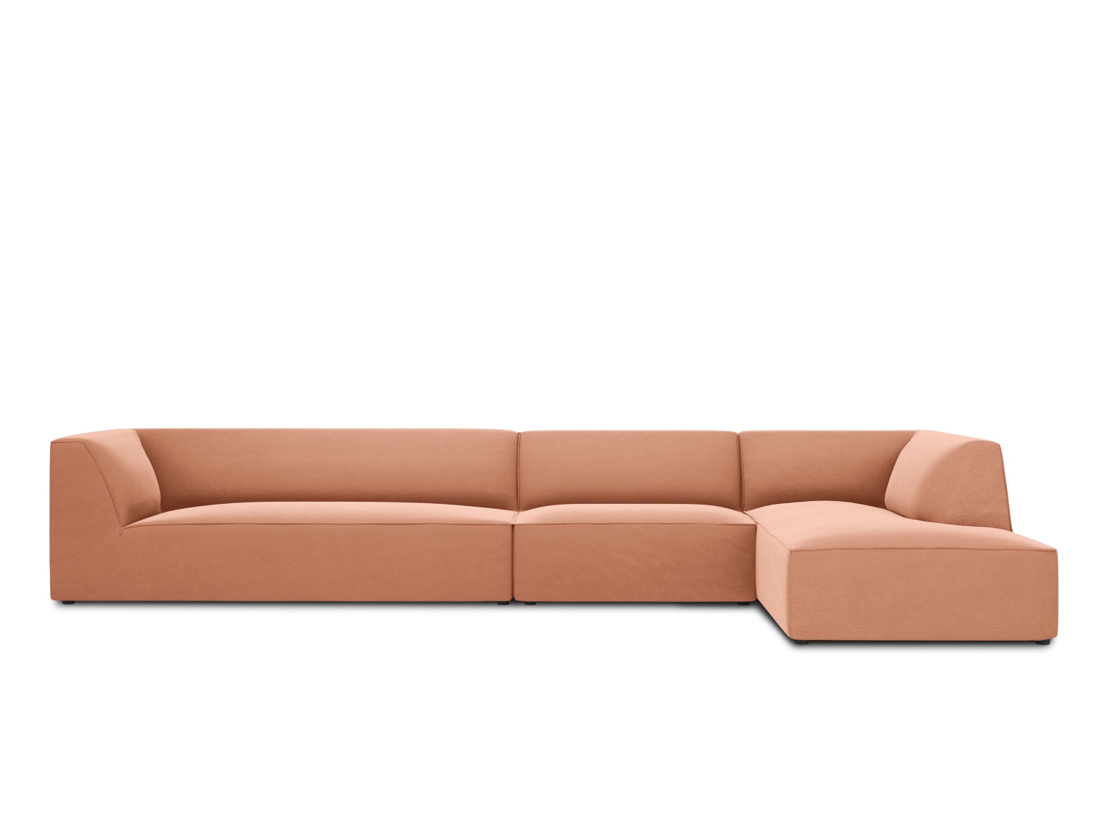 Velvet Modular Right Corner Sofa, "Ruby", 5 Seats, 366x180x69