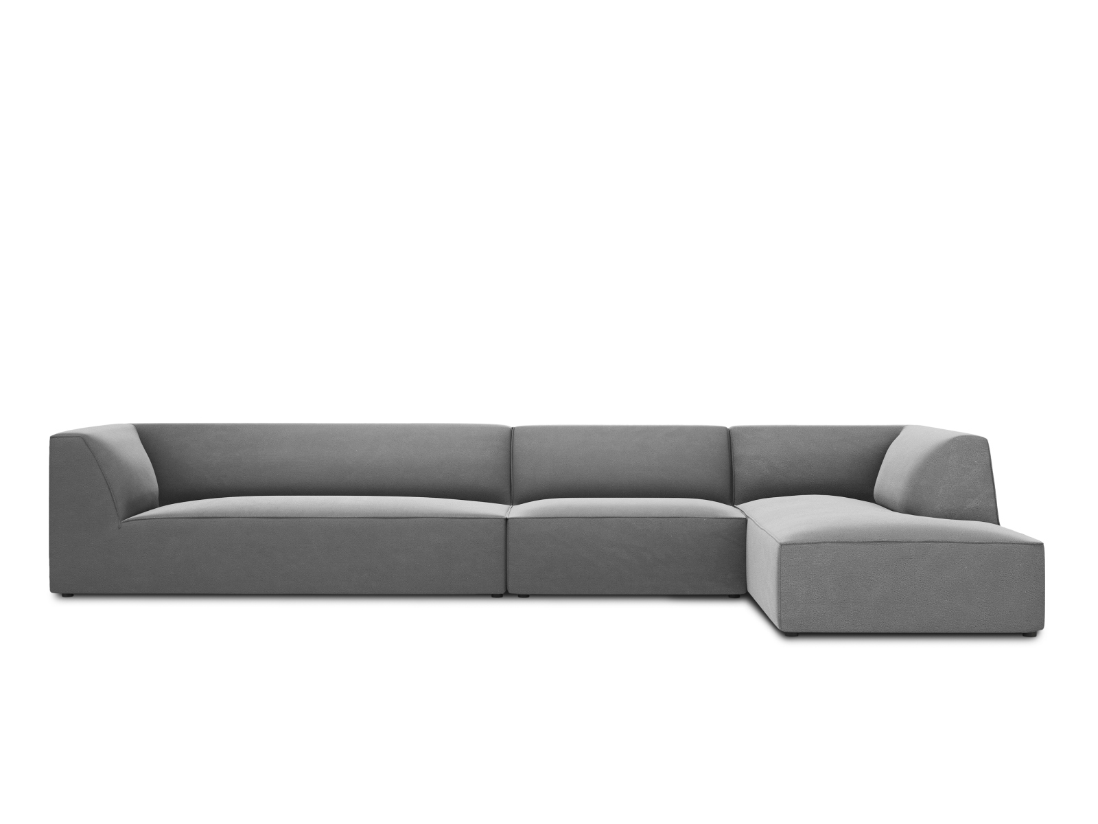 Velvet Modular Right Corner Sofa, "Ruby", 5 Seats, 366x180x69