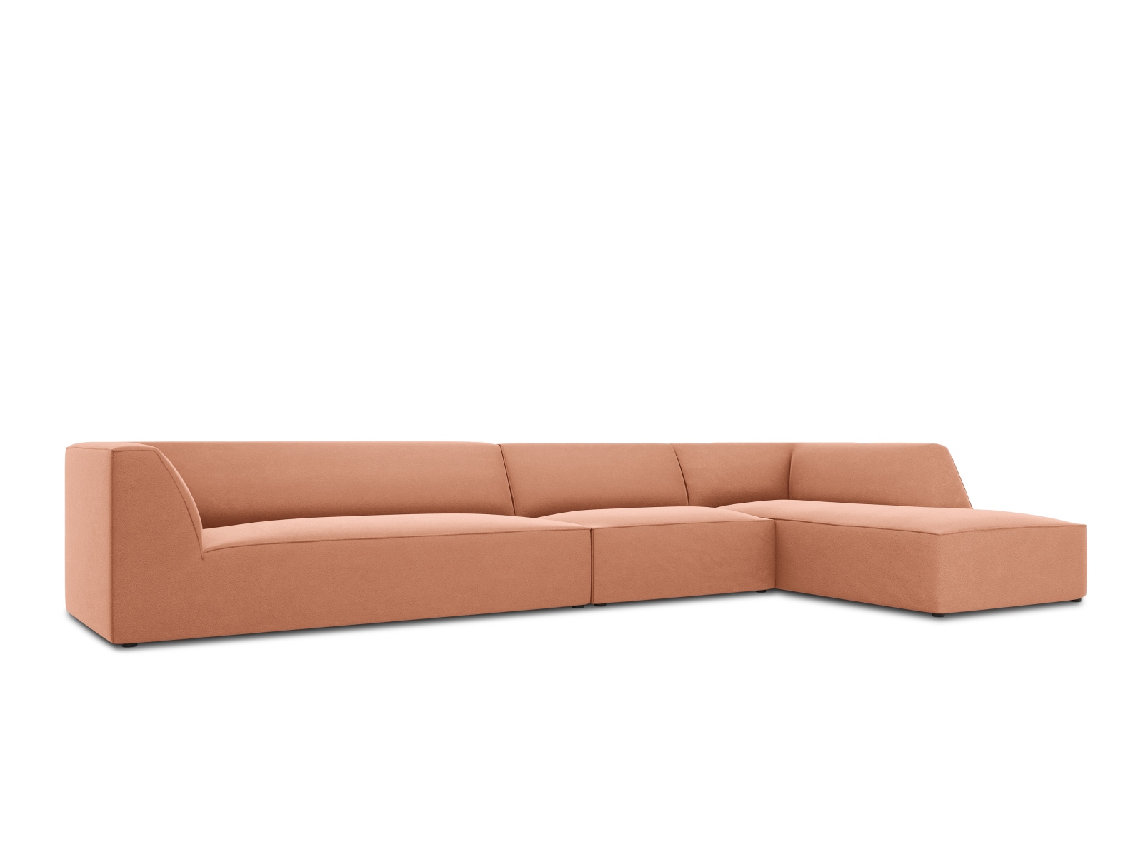 Velvet Modular Right Corner Sofa, "Ruby", 5 Seats, 366x180x69
