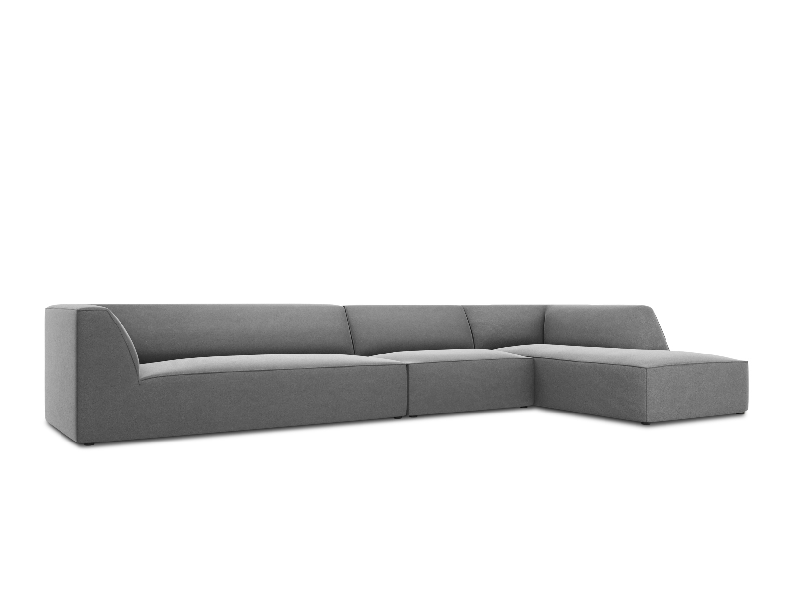 Velvet Modular Right Corner Sofa, "Ruby", 5 Seats, 366x180x69