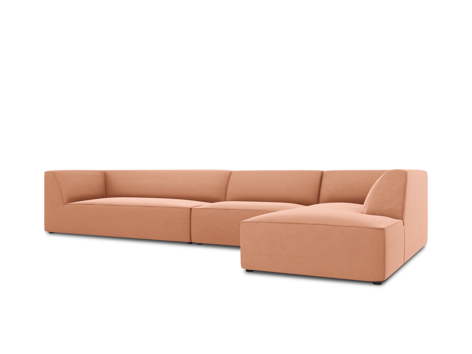 Velvet Modular Right Corner Sofa, "Ruby", 5 Seats, 366x180x69
