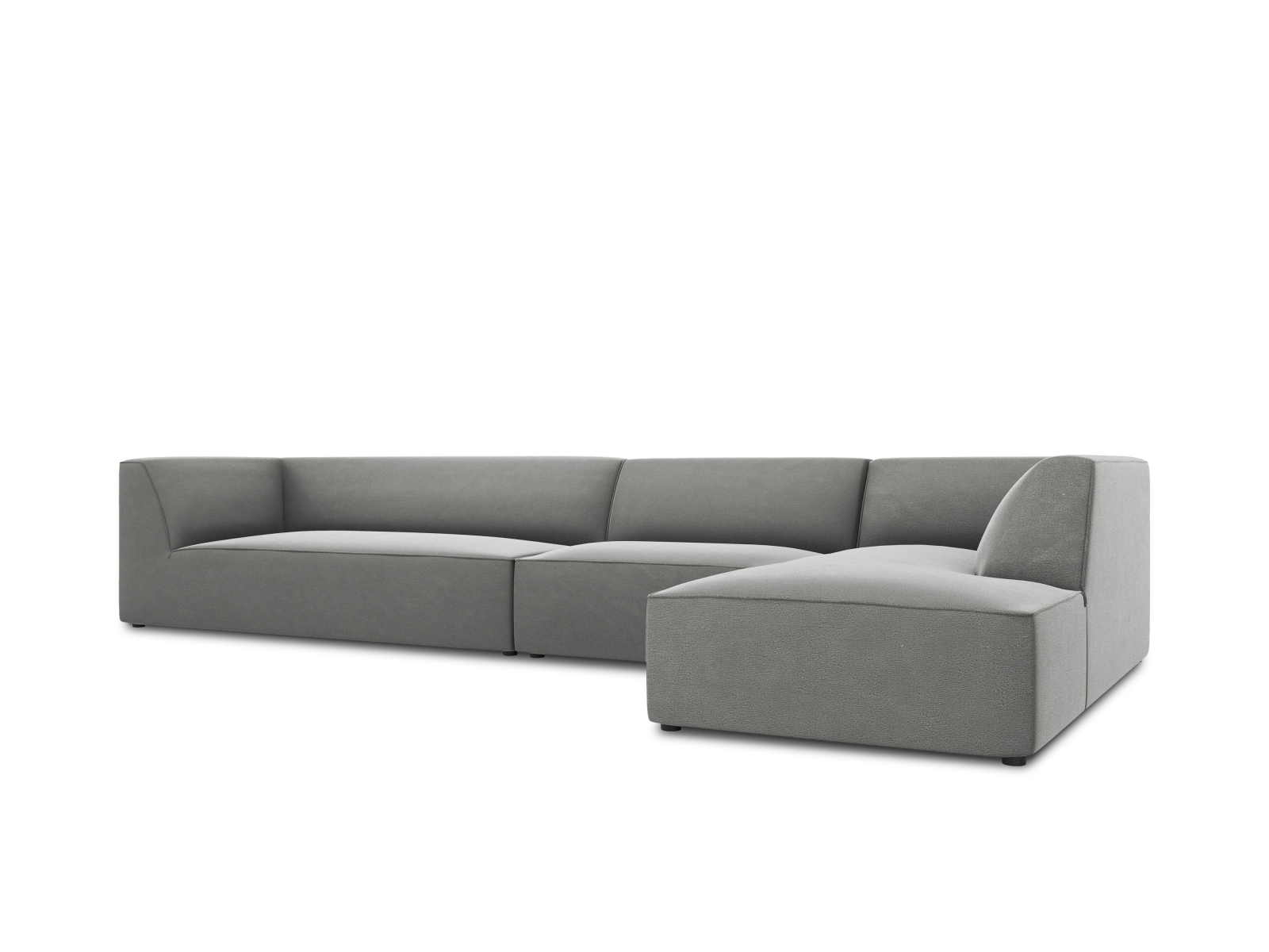 Velvet Modular Right Corner Sofa, "Ruby", 5 Seats, 366x180x69