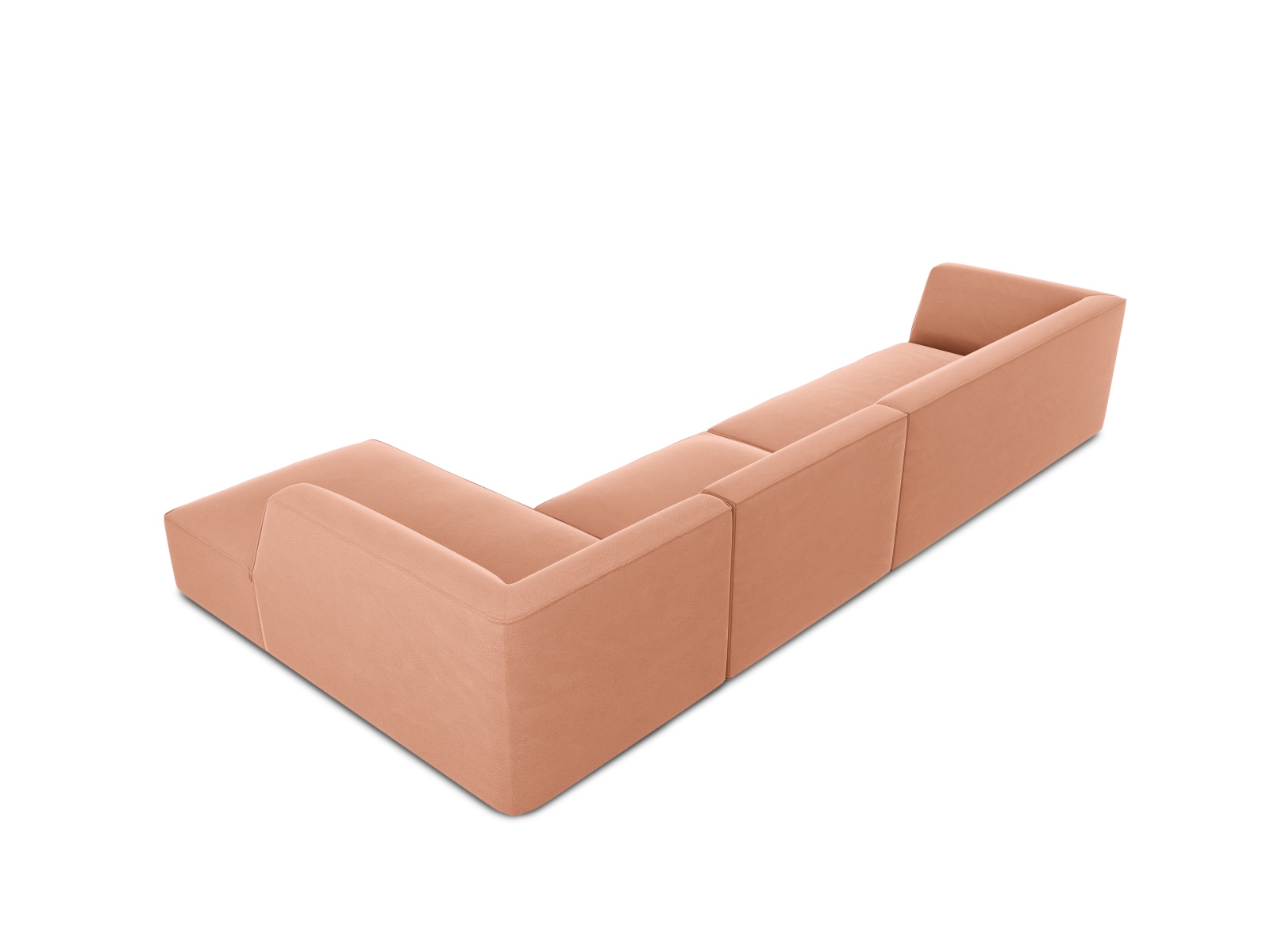 Velvet Modular Right Corner Sofa, "Ruby", 5 Seats, 366x180x69