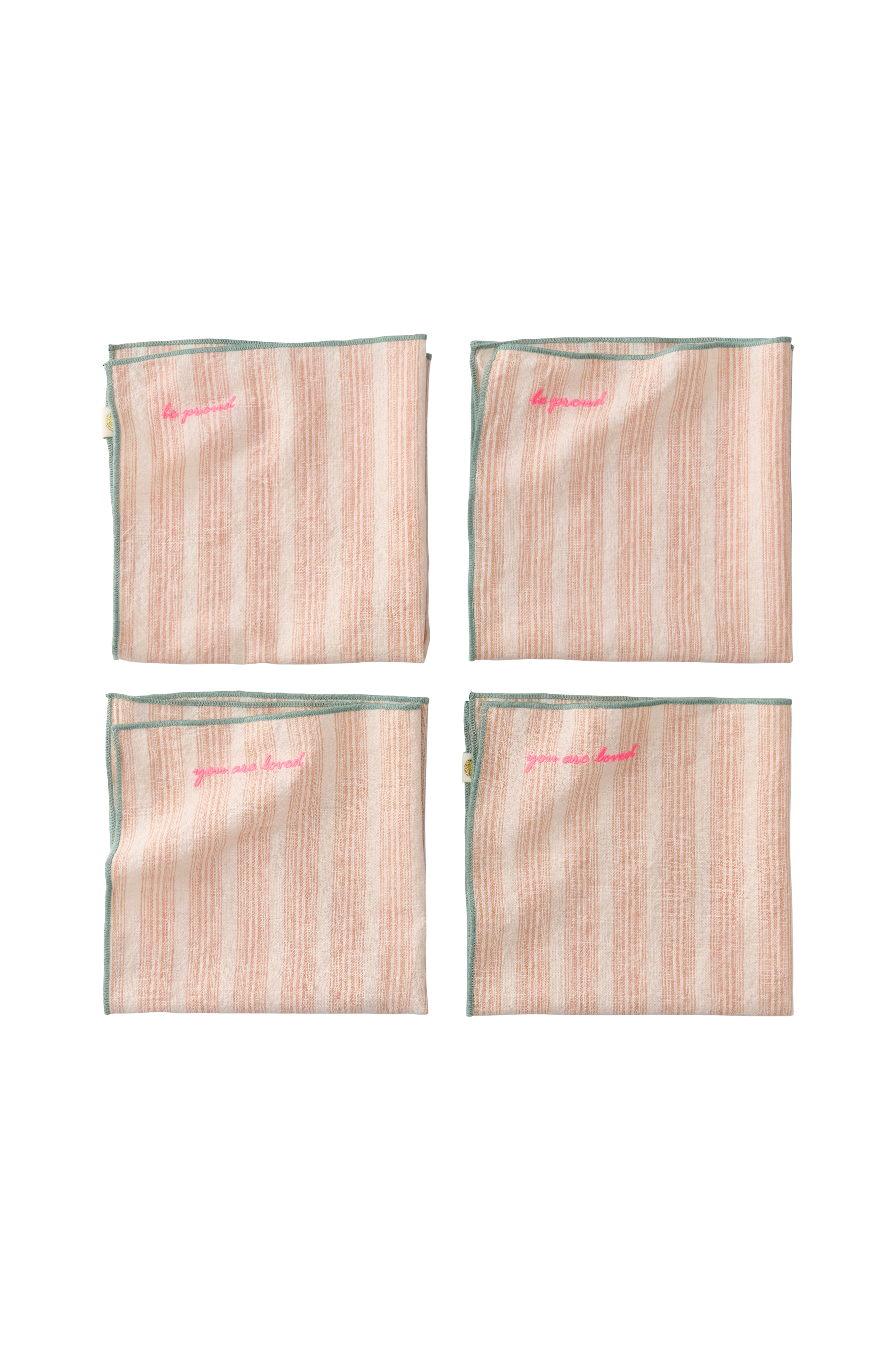 Servietter Elly Stripe i resirkulert halvlinne 4-pakning