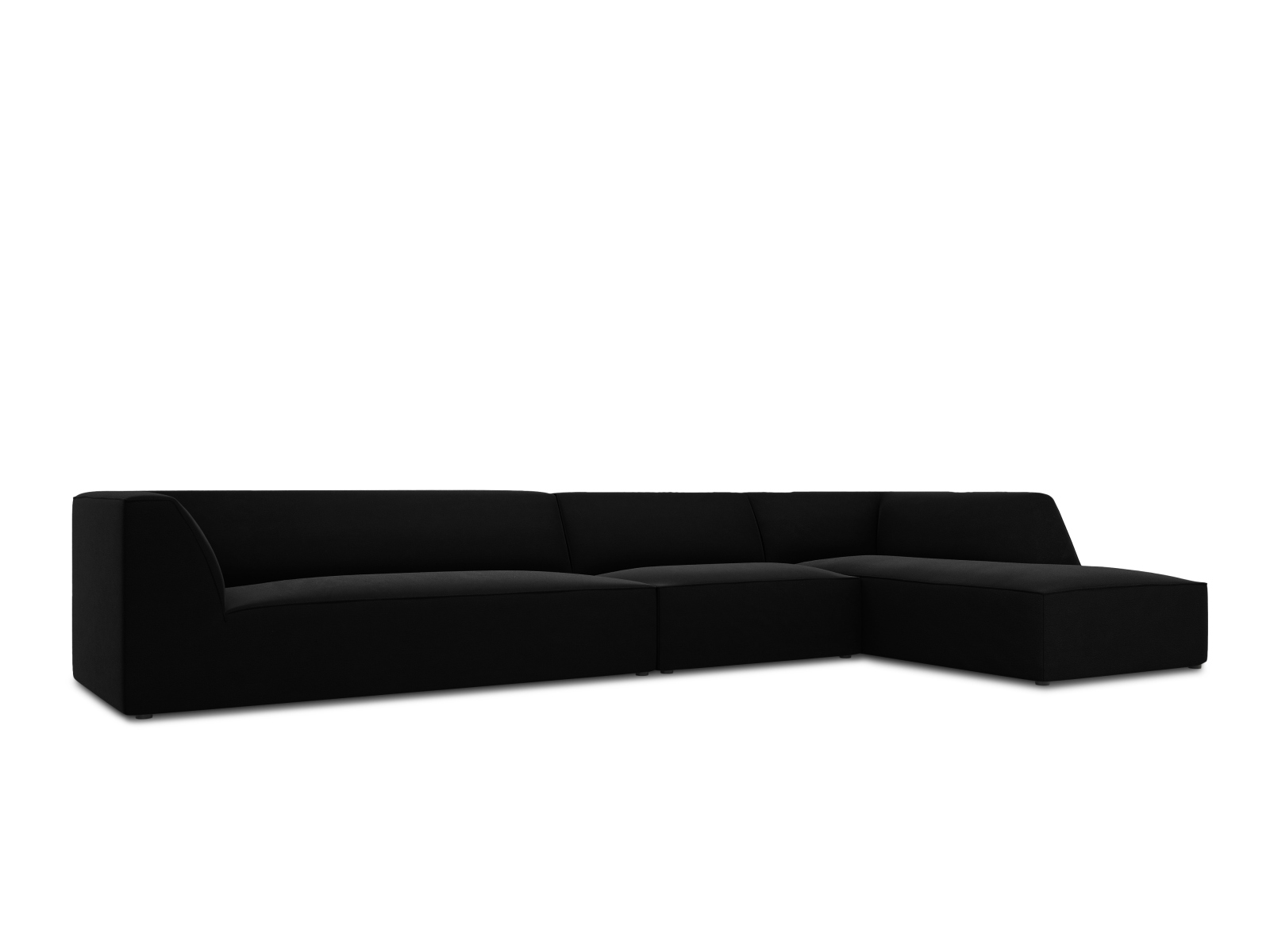Velvet Modular Right Corner Sofa, "Ruby", 5 Seats, 366x180x69