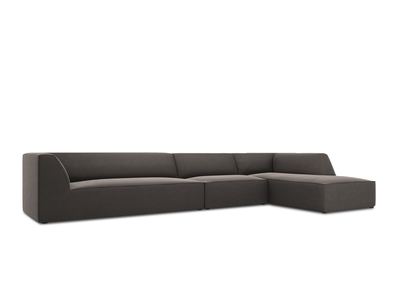 Velvet Modular Right Corner Sofa, "Ruby", 5 Seats, 366x180x69