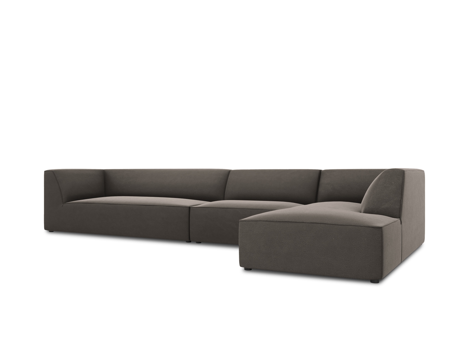 Velvet Modular Right Corner Sofa, "Ruby", 5 Seats, 366x180x69