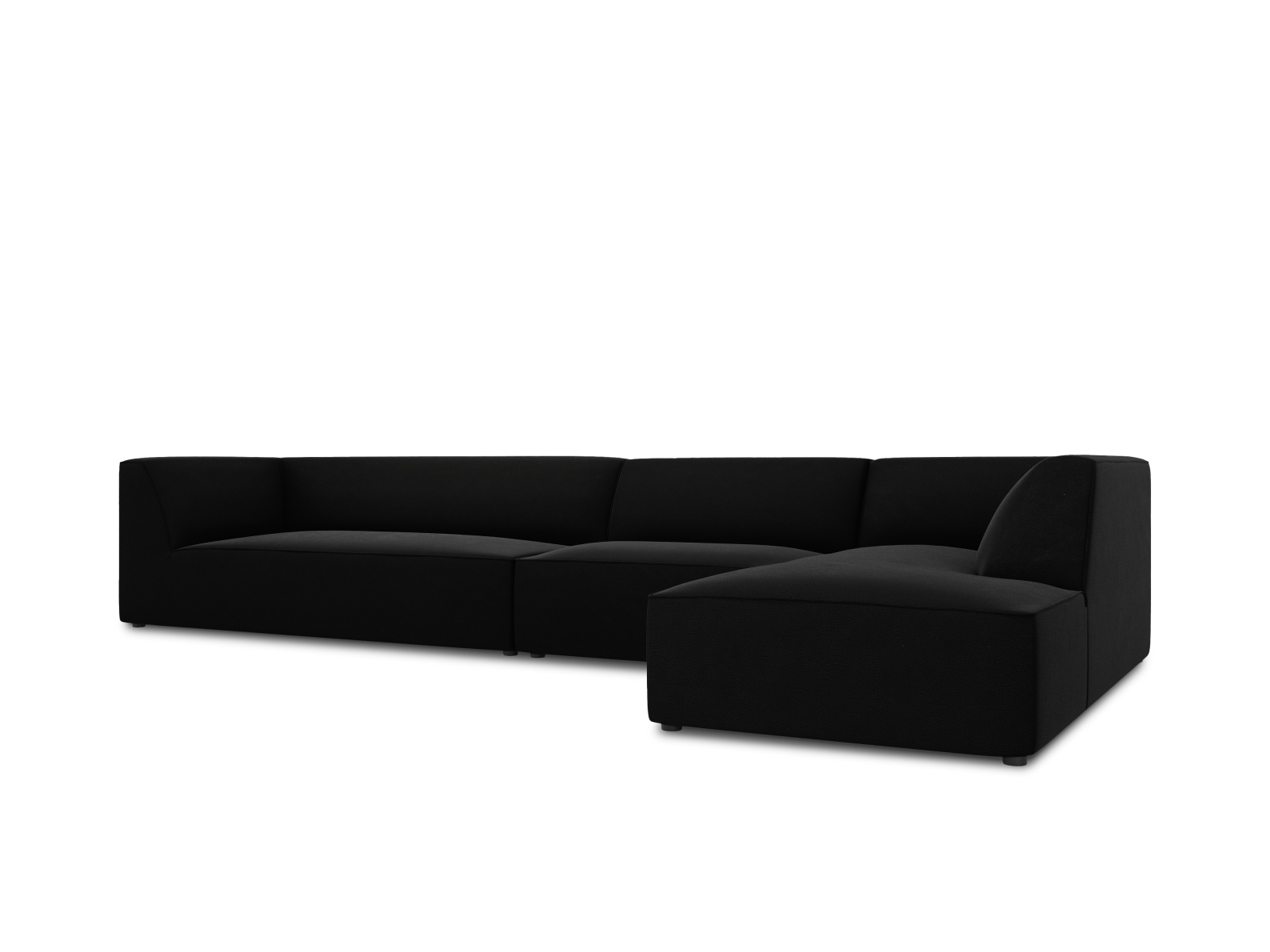 Velvet Modular Right Corner Sofa, "Ruby", 5 Seats, 366x180x69