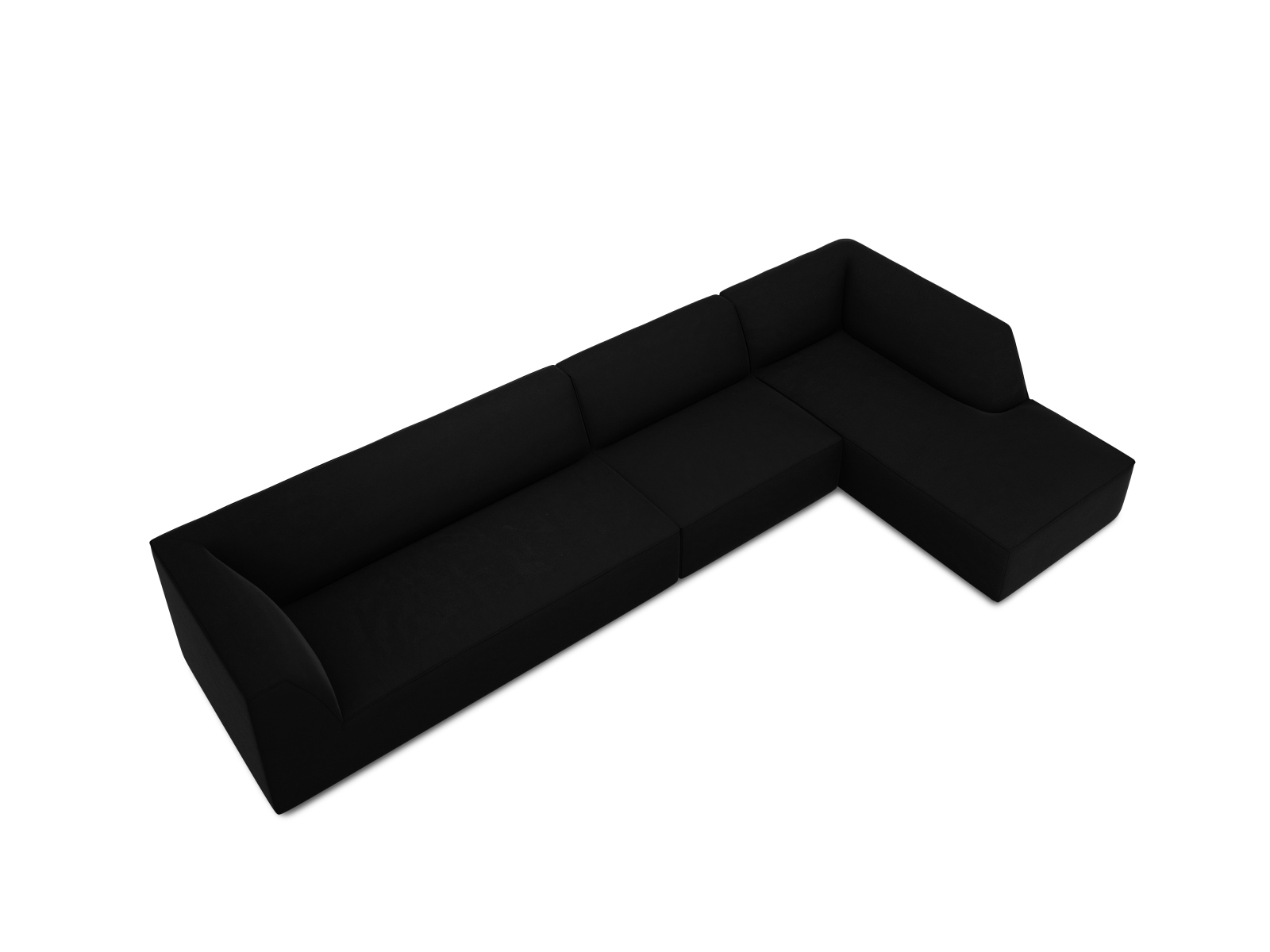 Velvet Modular Right Corner Sofa, "Ruby", 5 Seats, 366x180x69