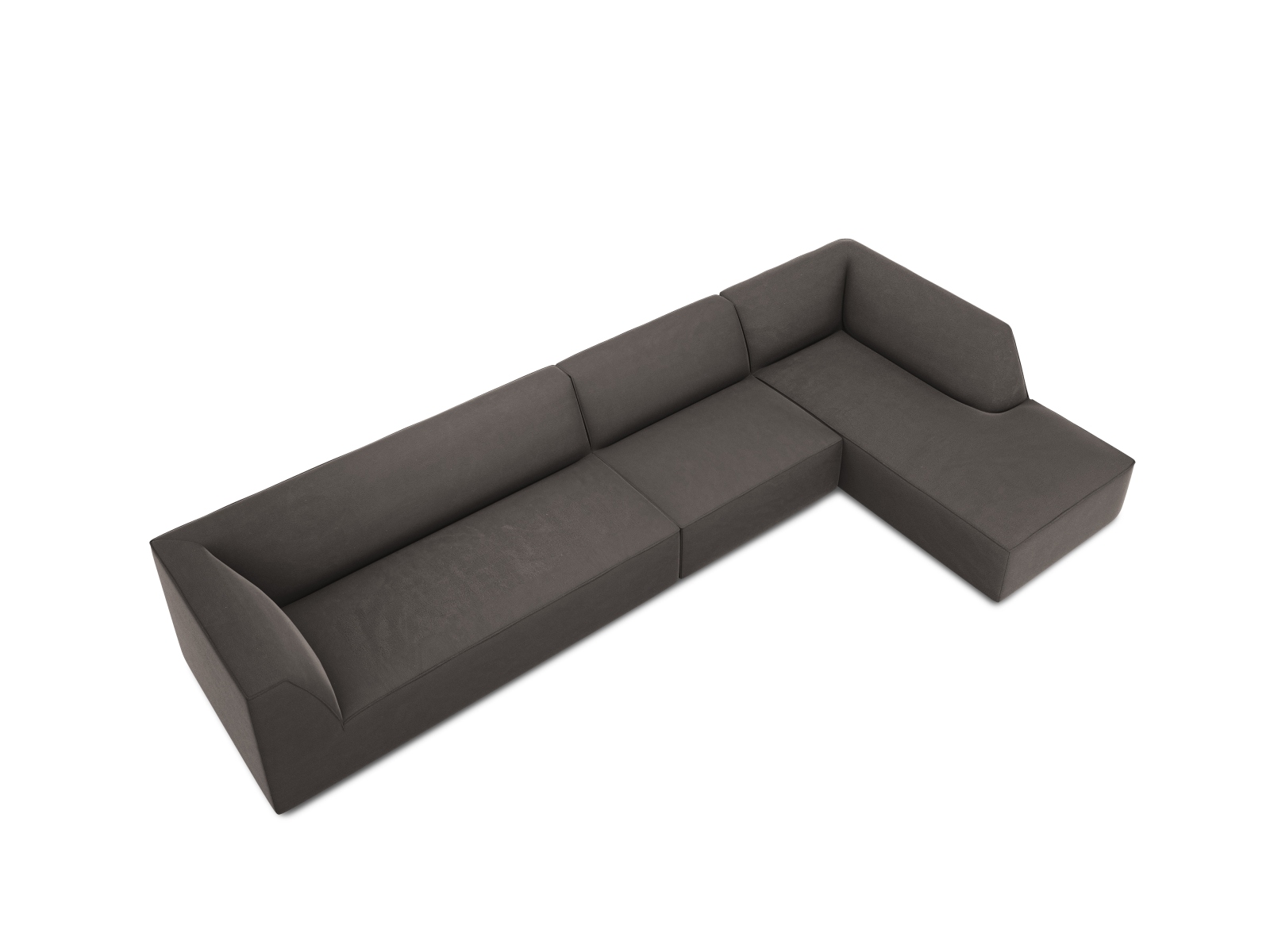 Velvet Modular Right Corner Sofa, "Ruby", 5 Seats, 366x180x69