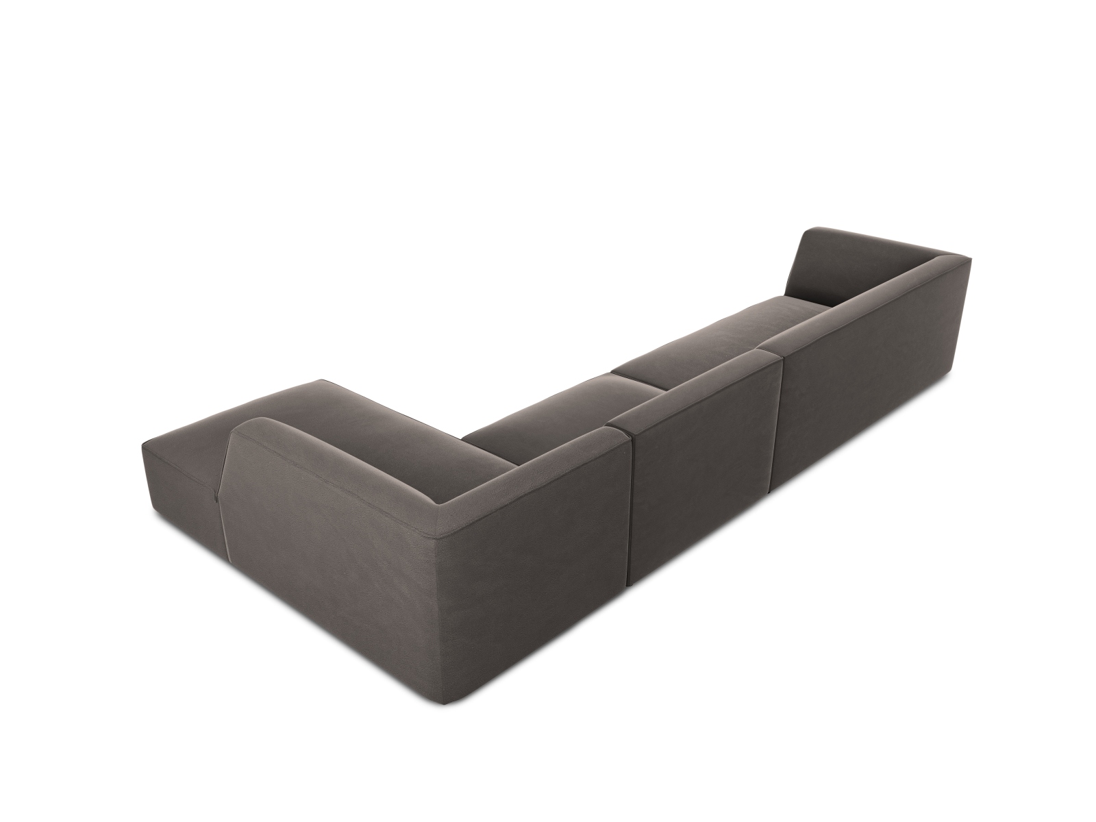Velvet Modular Right Corner Sofa, "Ruby", 5 Seats, 366x180x69