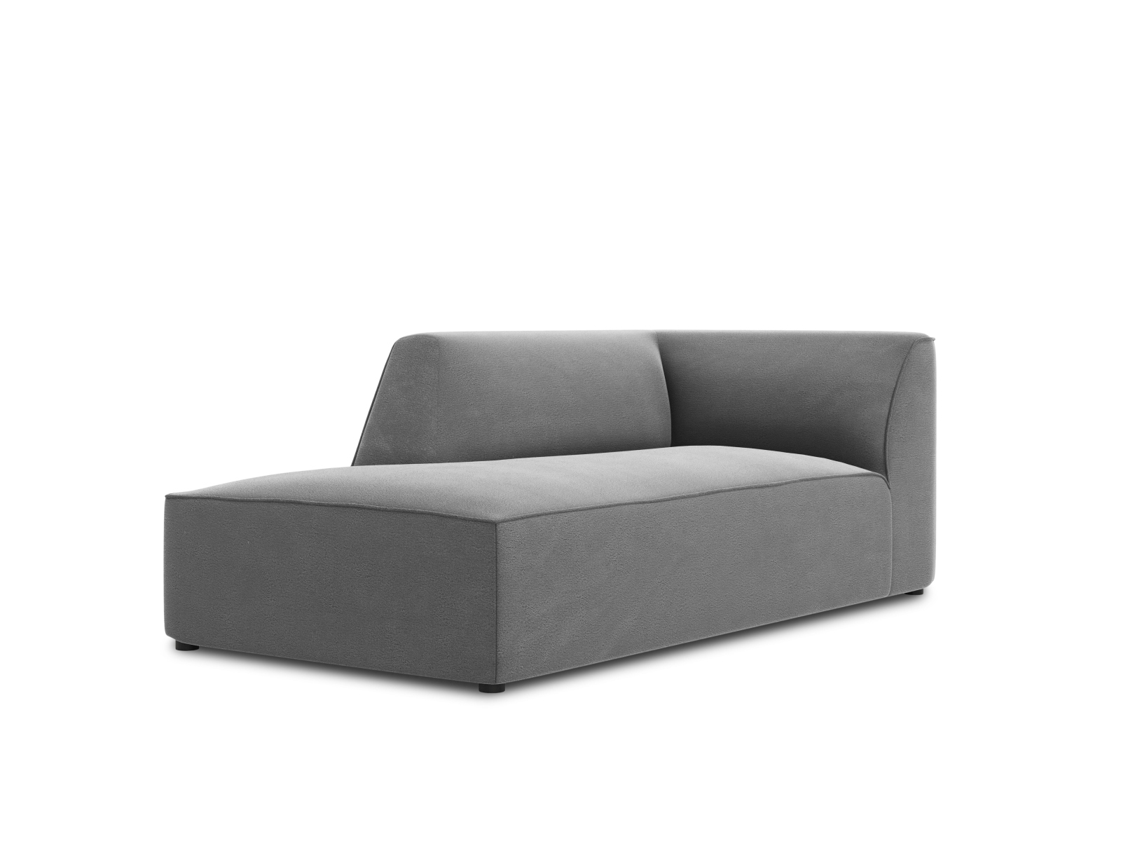Velvet Chaise Longue Left, "Ruby", 1 Seat, 93x180x69