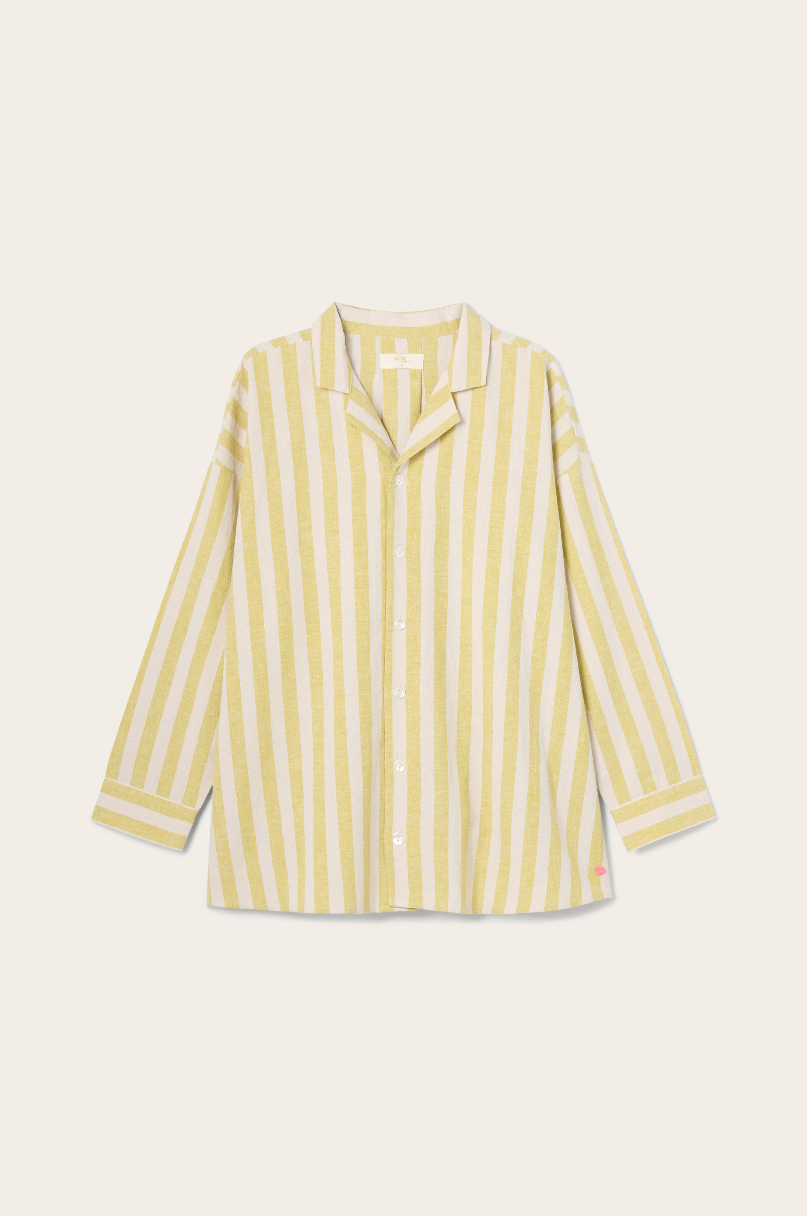 Pysjamasskjorte Elly Classic Stripe i resirkulert halvlinne