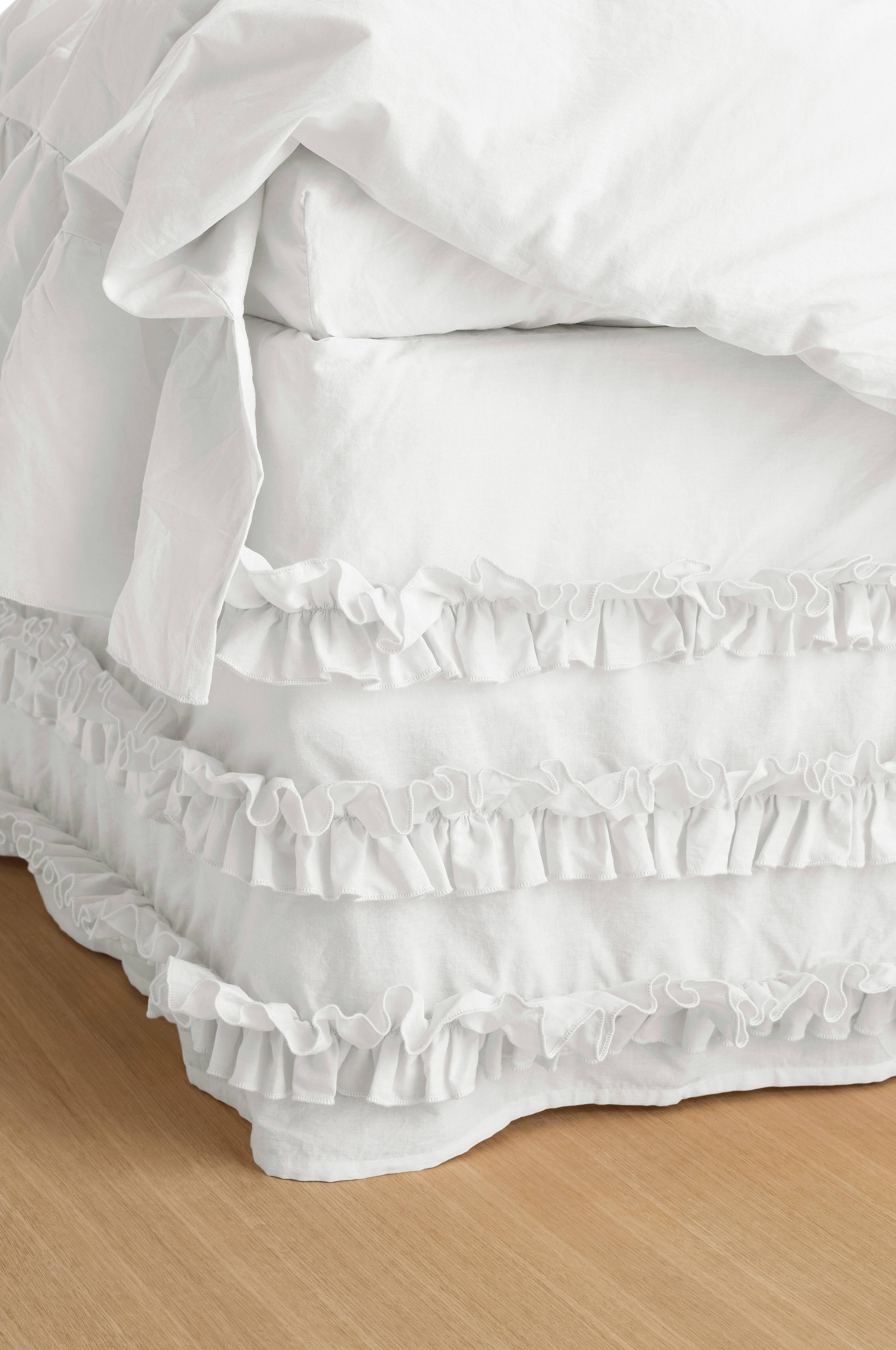 Sengekappe Juliette Curve Frill i vasket bomull 52 cm